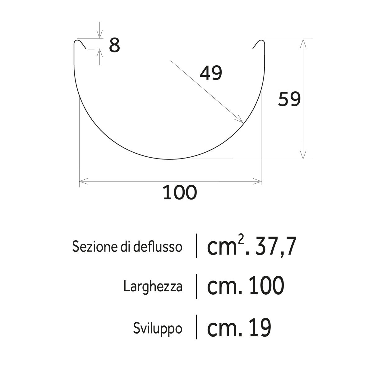 Canale di gronda coestruso in pvc marrone, Ø 100 mm L 2 m - 5