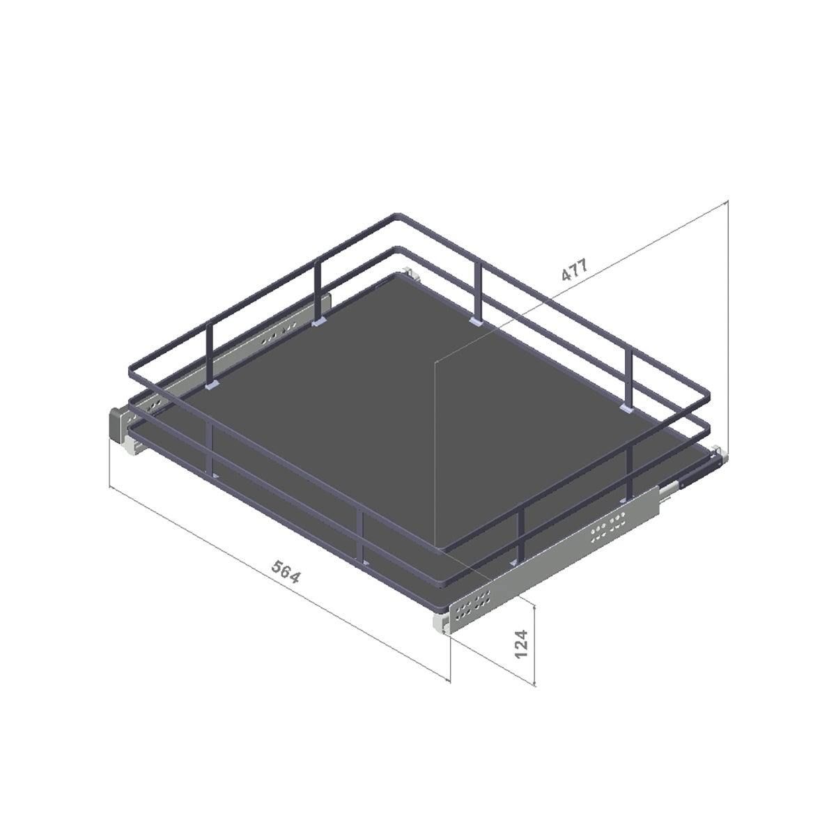 Cestello di stoccaggio dell'armadio estraibile da avvitare in acciaio grigio L 54.8 x H 12.35 x P 47.6 cm - 4