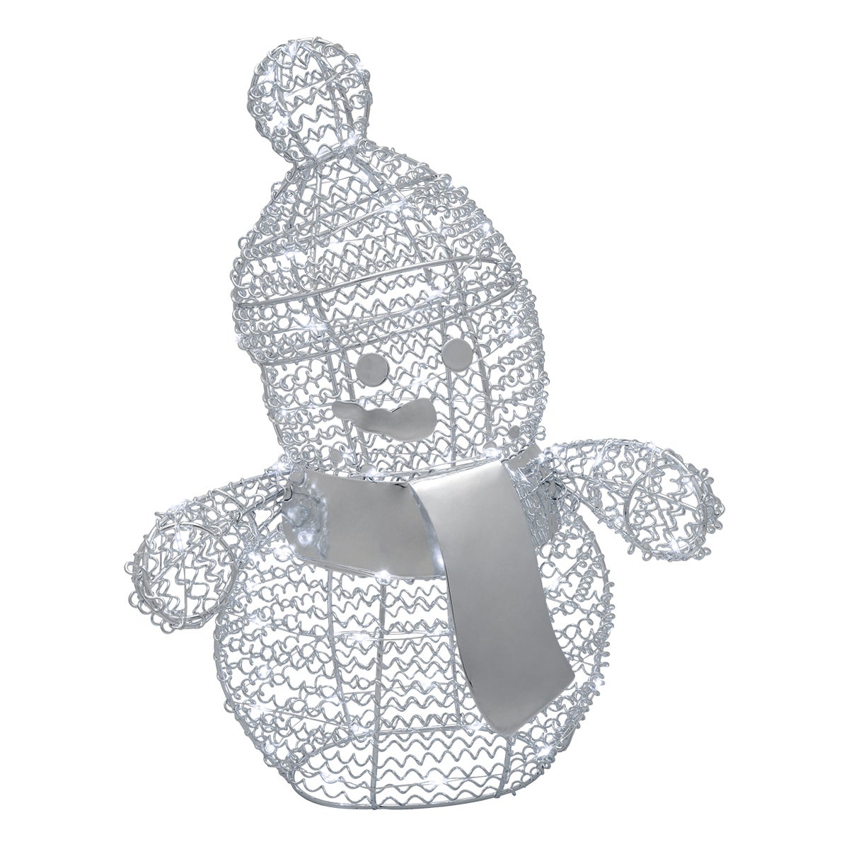 Pupazzo di neve decorativo luminoso in piedi 80 lampadine led bianco freddo L 0.4 m x H 33 cm - 7