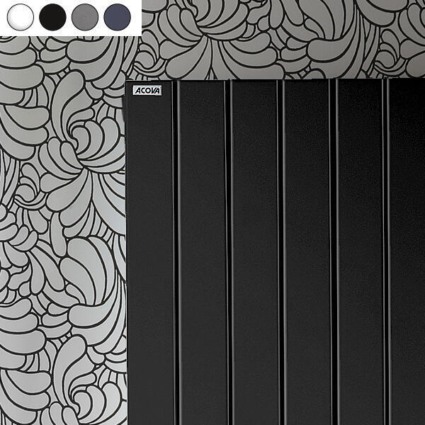 Radiateur eau chaude vertical Lina, Acova. Existe en 3 couleurs : blanc, gris aluminium, gris anthracite, noir. 8 possibilité de raccordements, 4 orifices  - 2