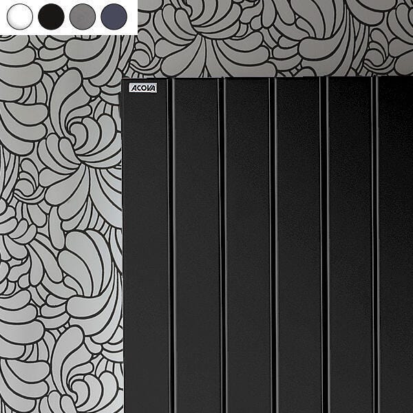 Radiateur eau chaude vertical Lina, Acova. Existe en 3 couleurs : blanc, gris aluminium, gris anthracite, noir. 8 possibilité de raccordements, 4 orifices 