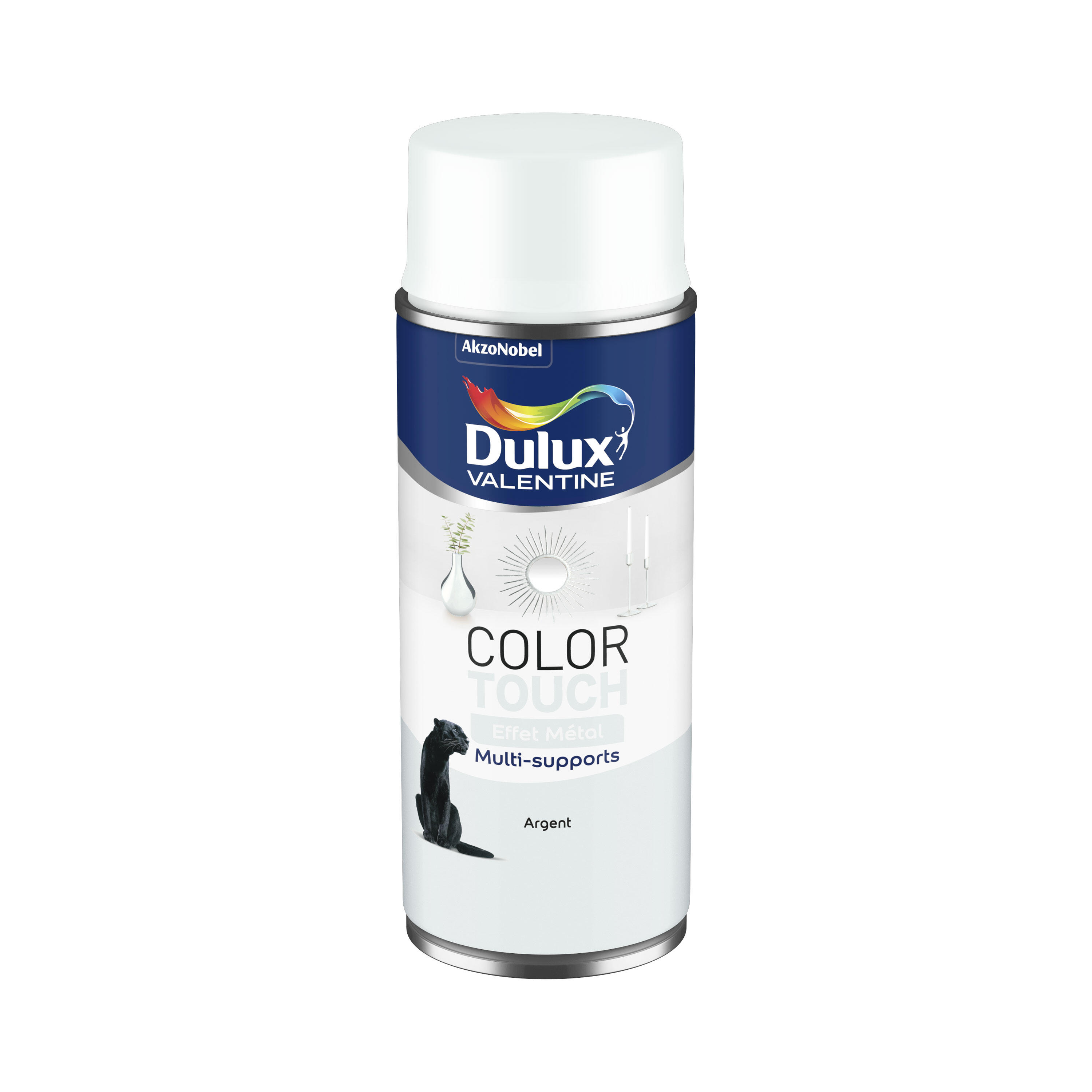 Peinture aérosol Color Touch multi supports Dulux Valentine effet métal argent 400ml main image 1