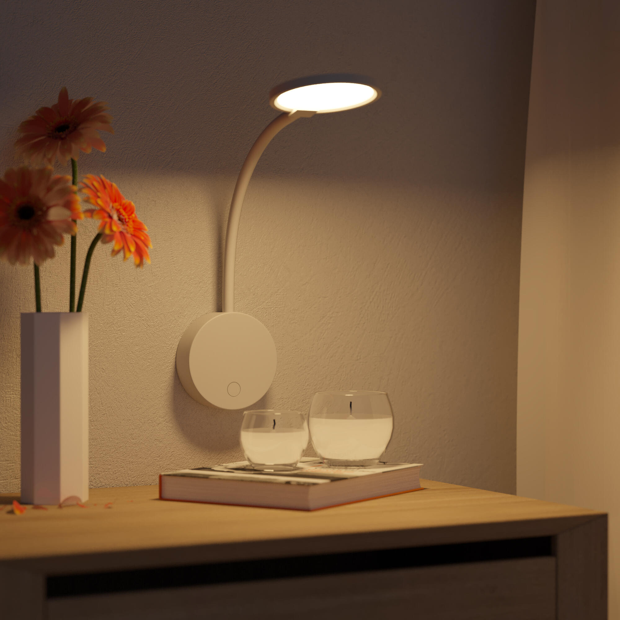 Aplique LED INSPIRE Qi, 3.5W, 480LM, 3000K, interruptor,10.7x10.5cm, cromo - 5