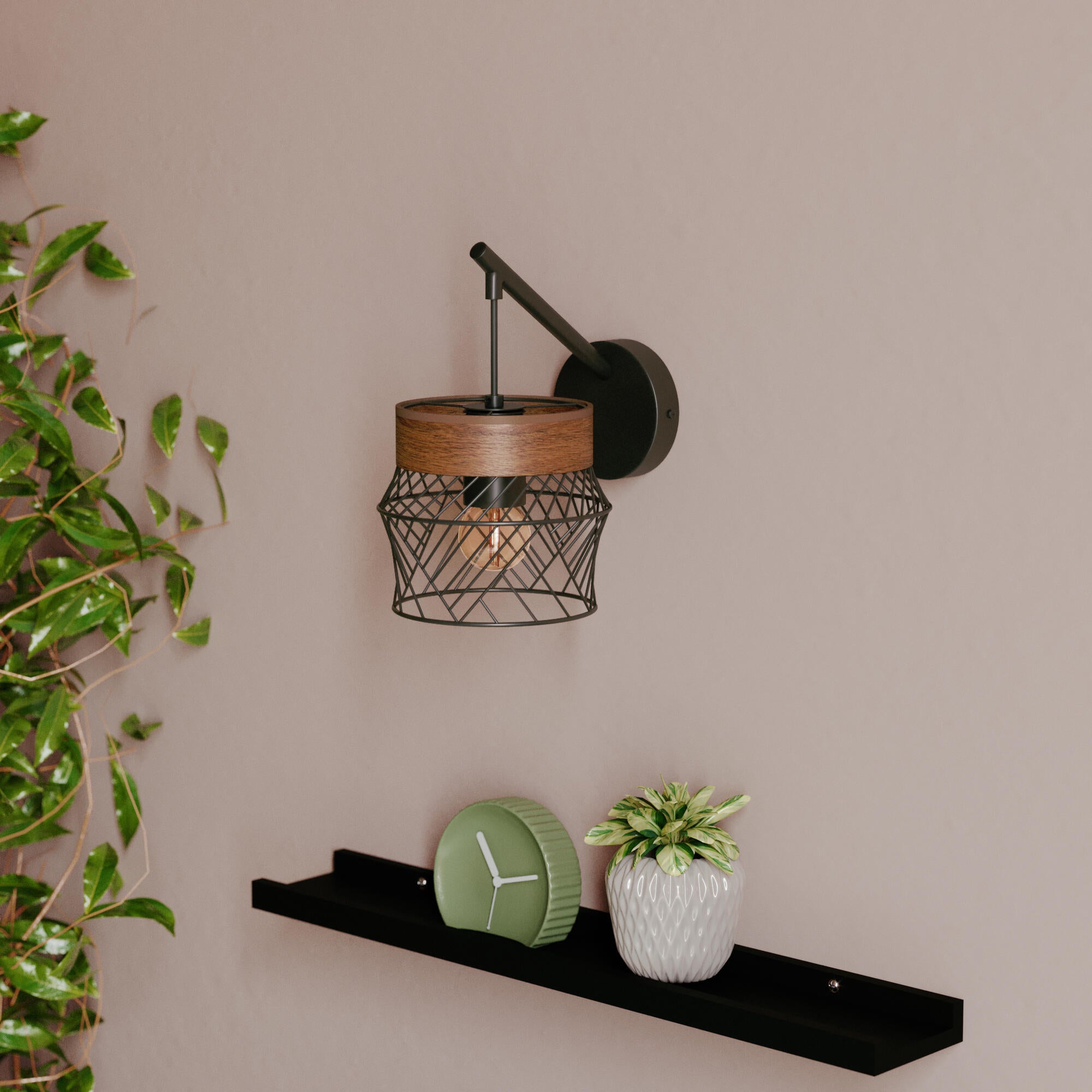 Aplique Kanel INSPIRE E27 negro 16 cm - 21