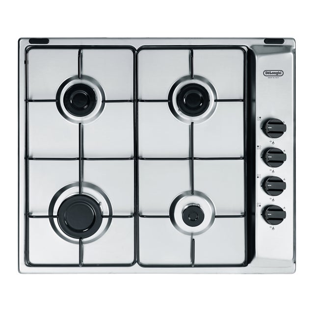 Piano cottura 4 fuochi L 58 cm YAL 46 ASV DE'LONGHI silver griglie in acciaio smaltato 
