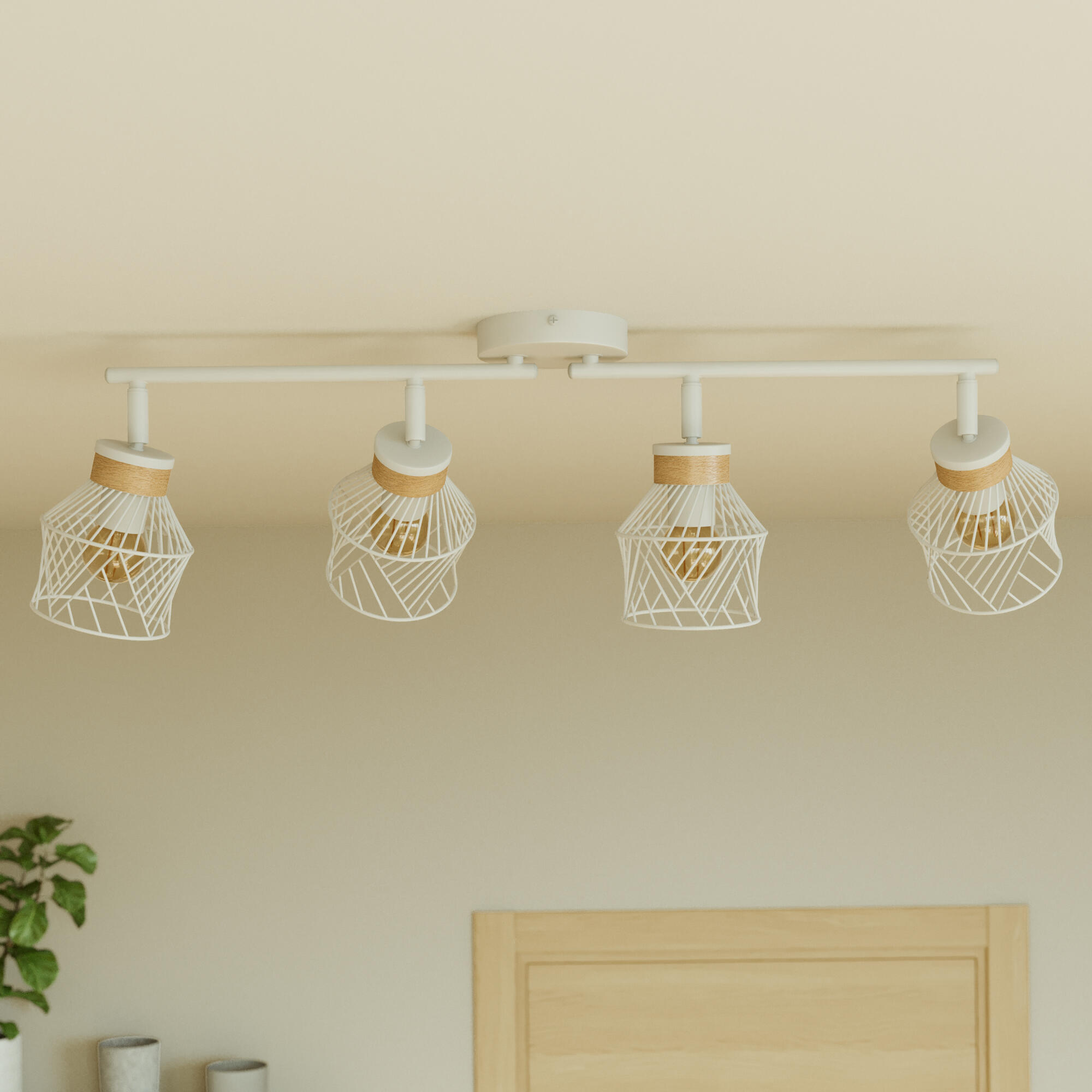 Rampe 4 spots Kanel, métal blanc, E27, INSPIRE - 2