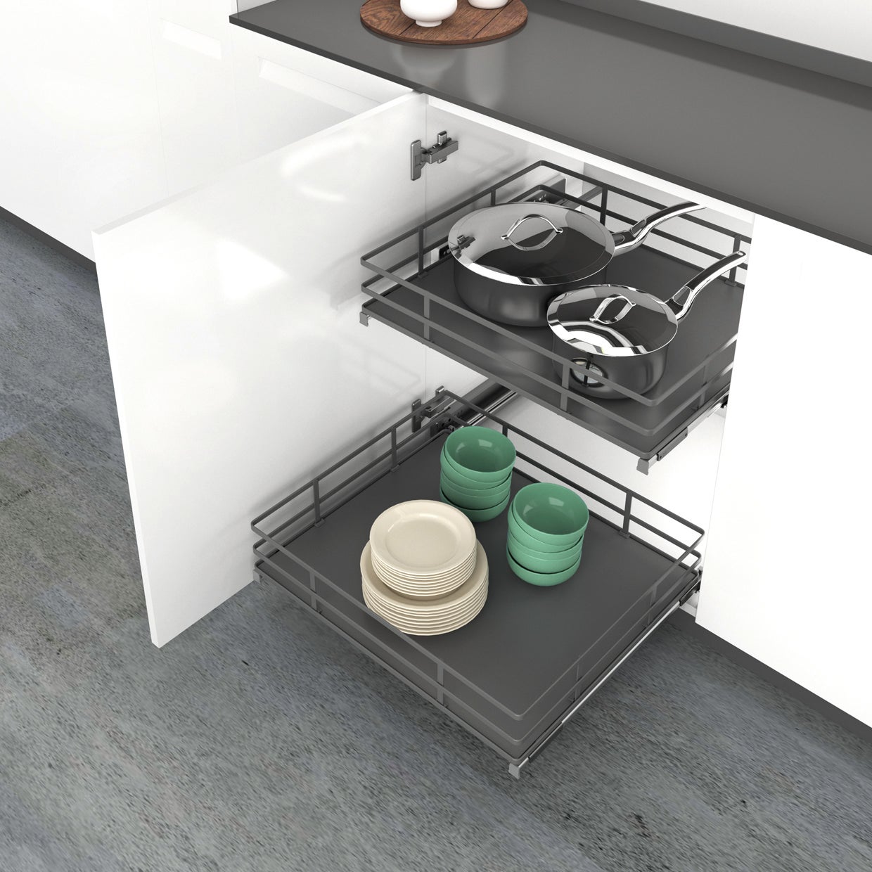 Cestello di stoccaggio dell'armadio estraibile da avvitare in acciaio grigio L 54.8 x H 12.35 x P 47.6 cm - 2