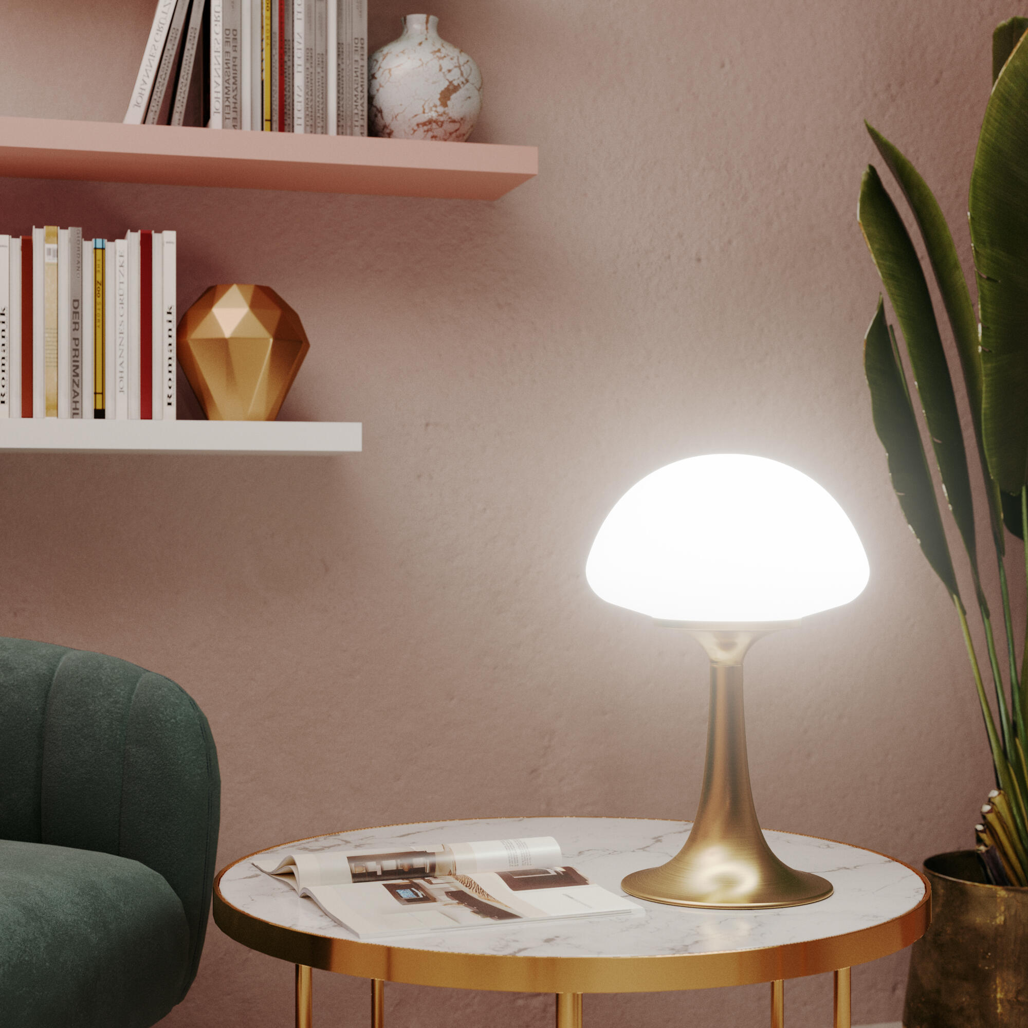 Lampe Kinoko tactile, fer, or, H.46 cm, INSPIRELED - 2