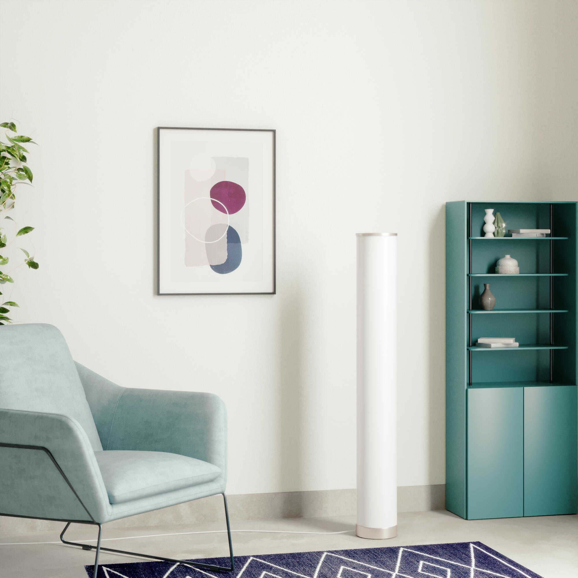 Lampadaire Klemens avec variateur, métal, blanc,  H.110.3 cm INSPIRE, Module LED - 3