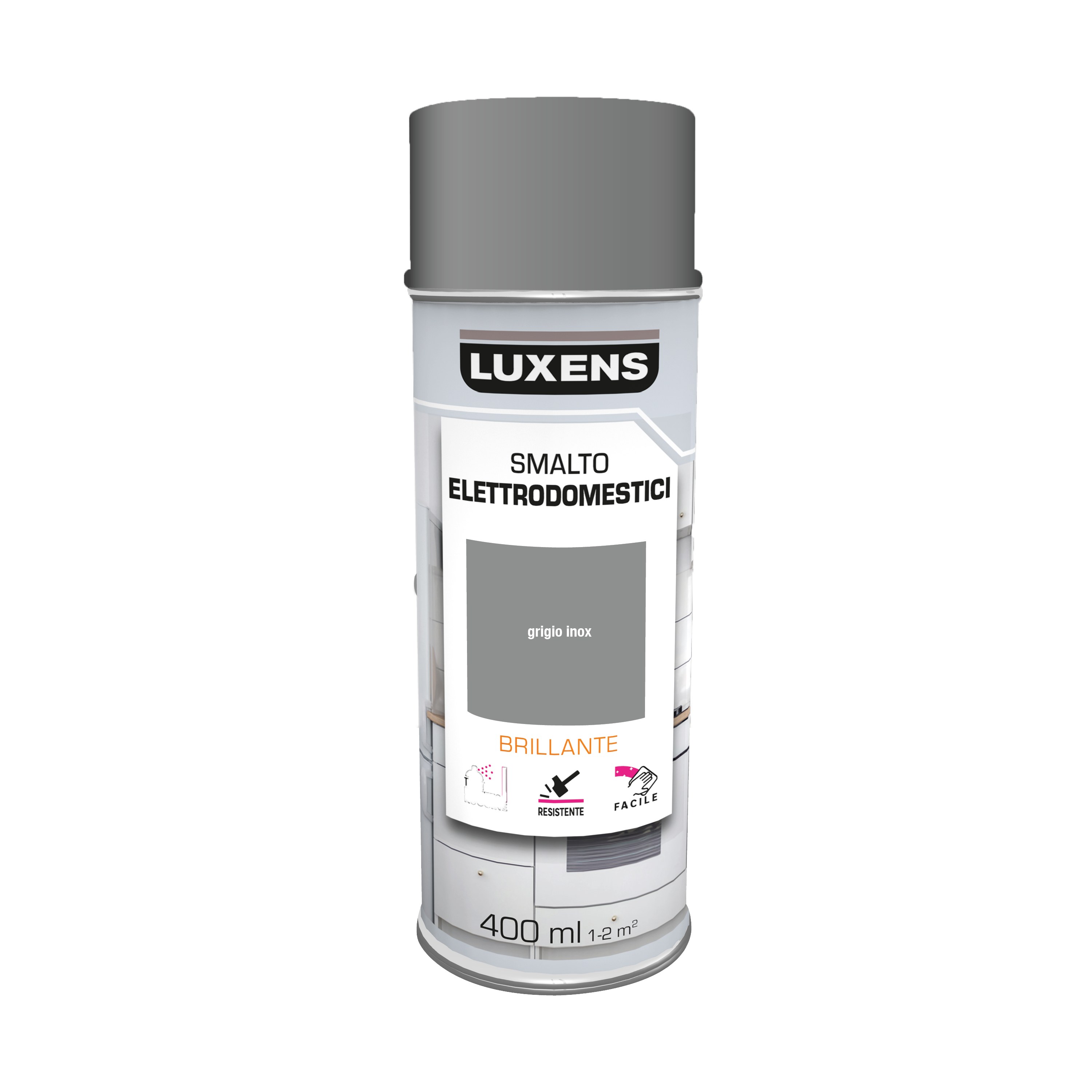 Smalto spray elettrodomestici con solvente LUXENS grigio inox lucido 0.4 L - 4