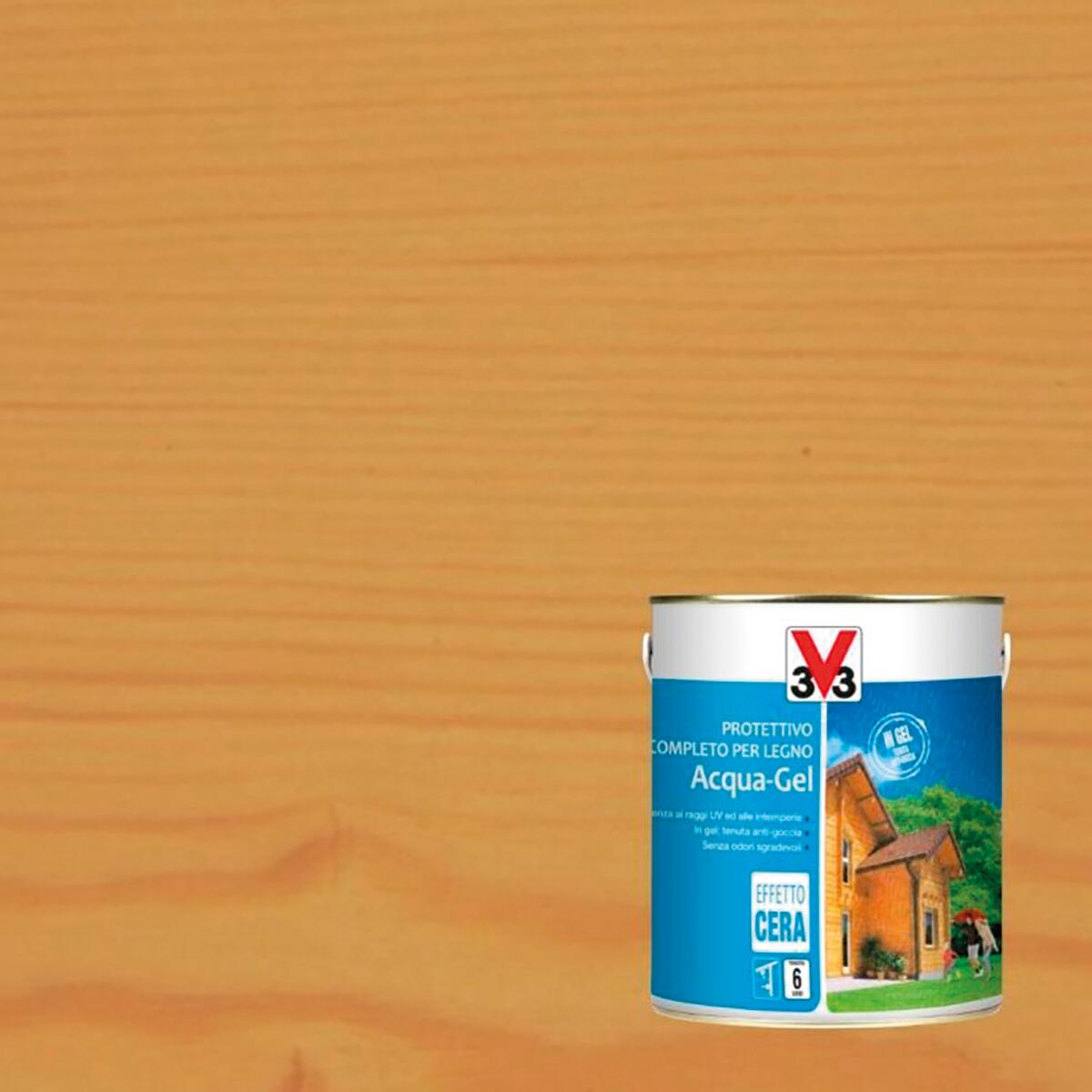 Impregnante per legno da esterno a base acqua V33 Acqua-Gel noce medio satinato 2.5 lt, 6 anni di protezione. - 3