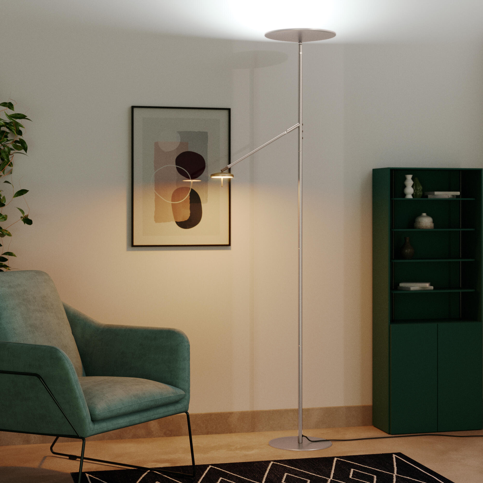 Lampadaire LED, droit, design métal noir, INSPIRE 2500 lm, H.181 cm