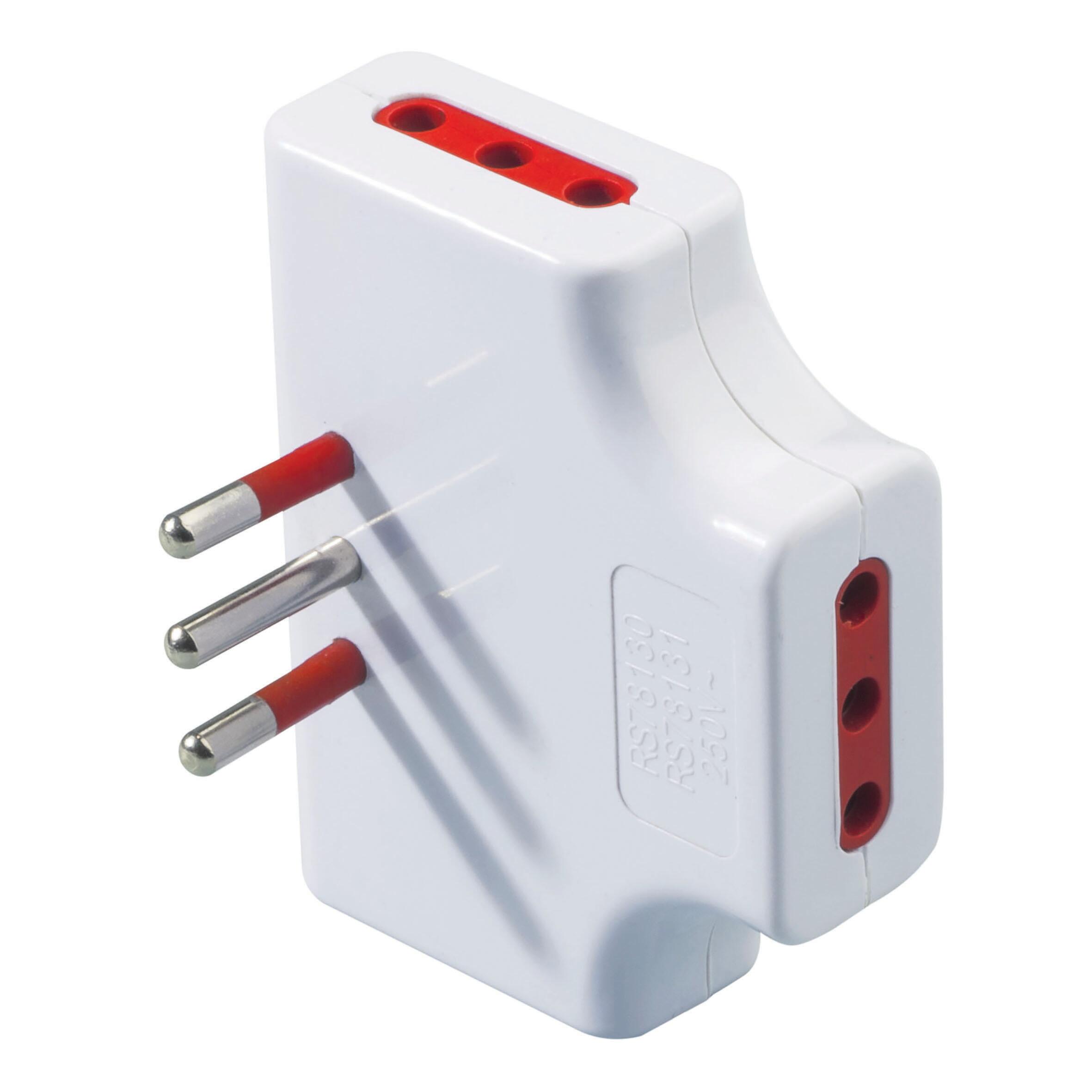 Adattatore multiplo ROSI, 3 prese:3 10A , con spina 10 A, bianco - 2