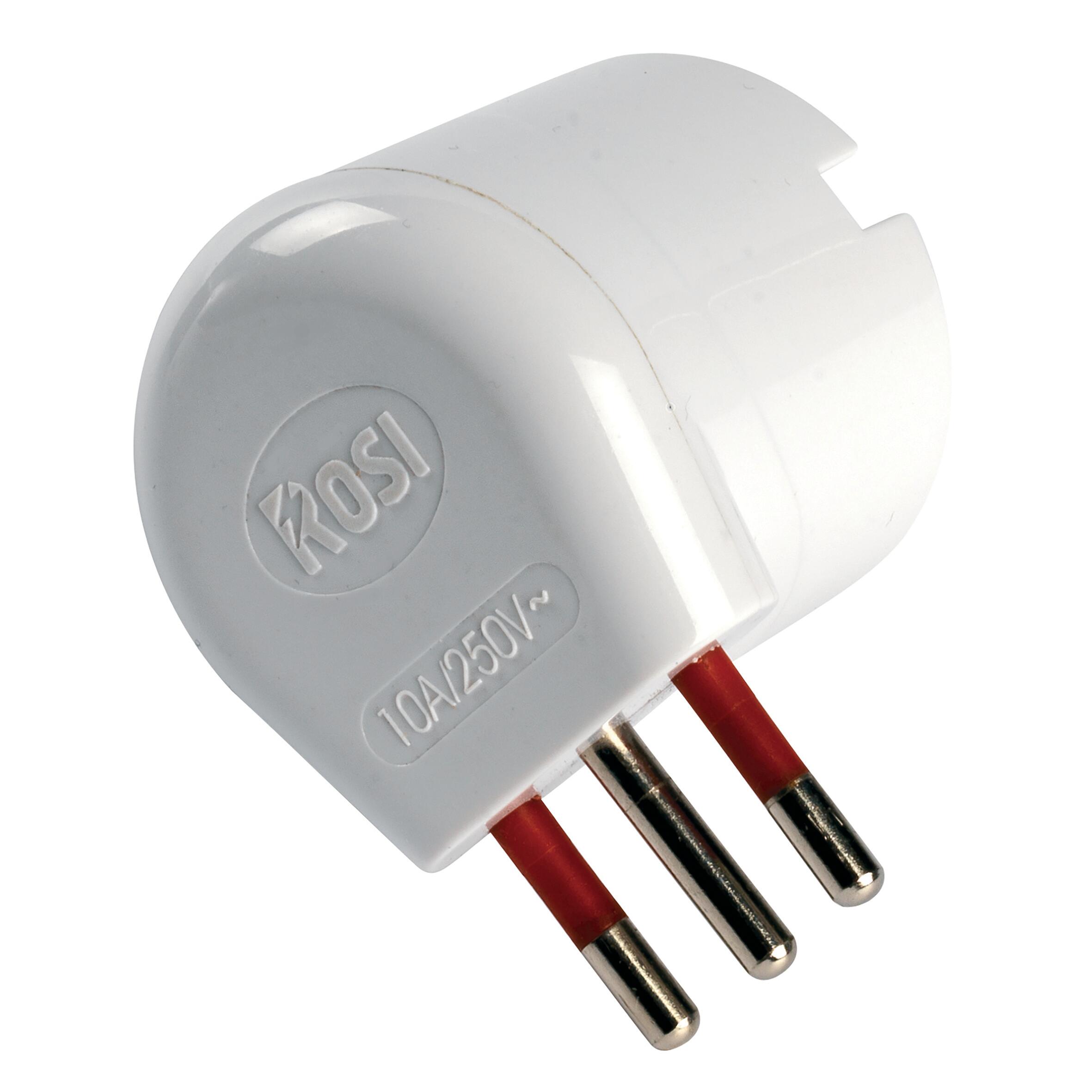 Adattatore semplice ROSI, 1 presa, con spina 10 A, bianco - 2