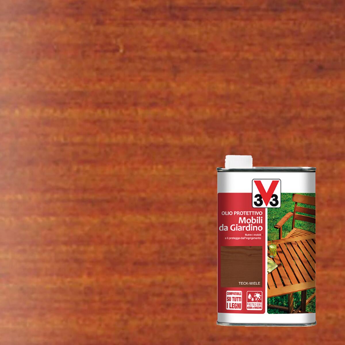Olio per legno da esterno a con solvente V33 Mobili da giardino miele opaco 1 lt - 3