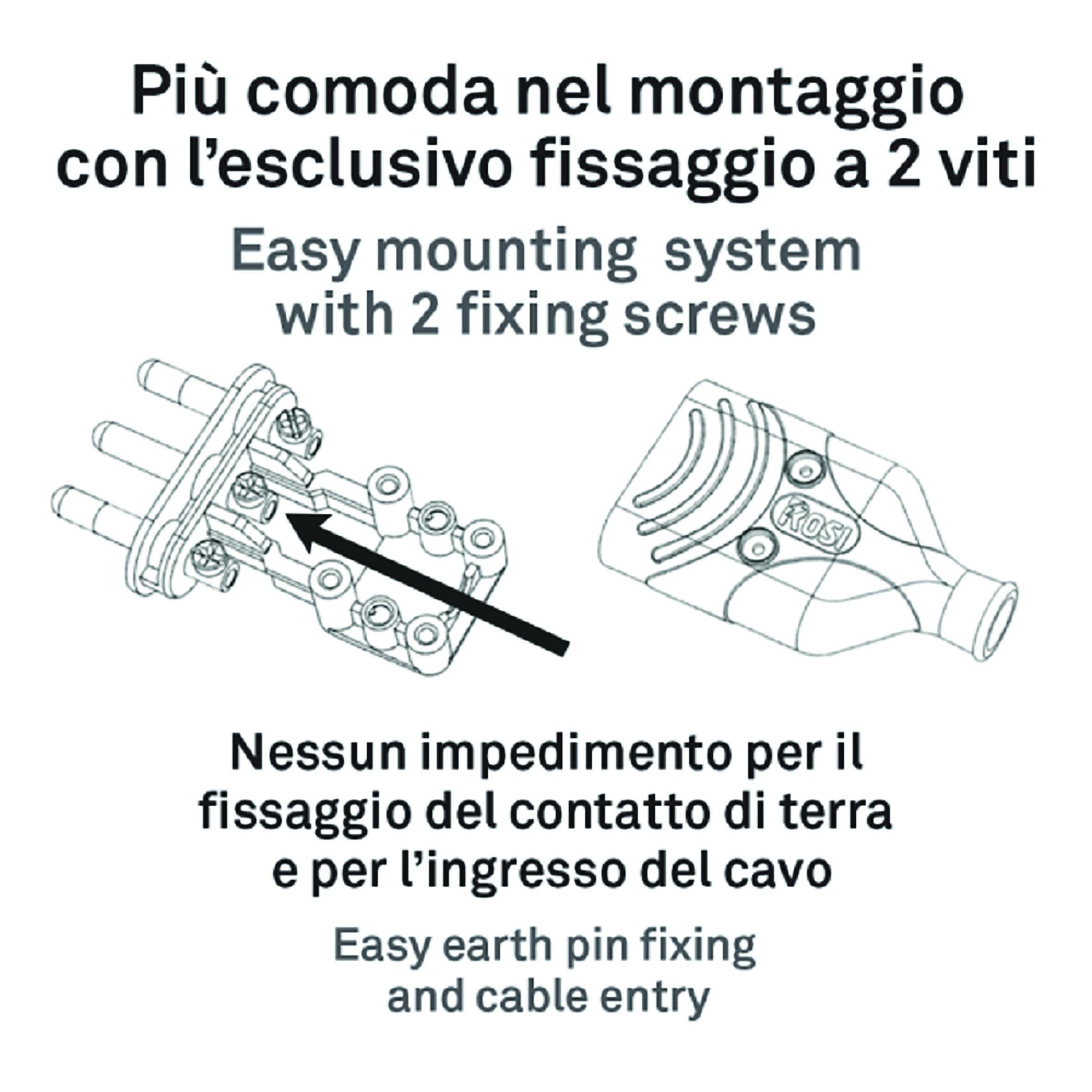 Spina 10A 2P+T 220V Nero ROSI - 2