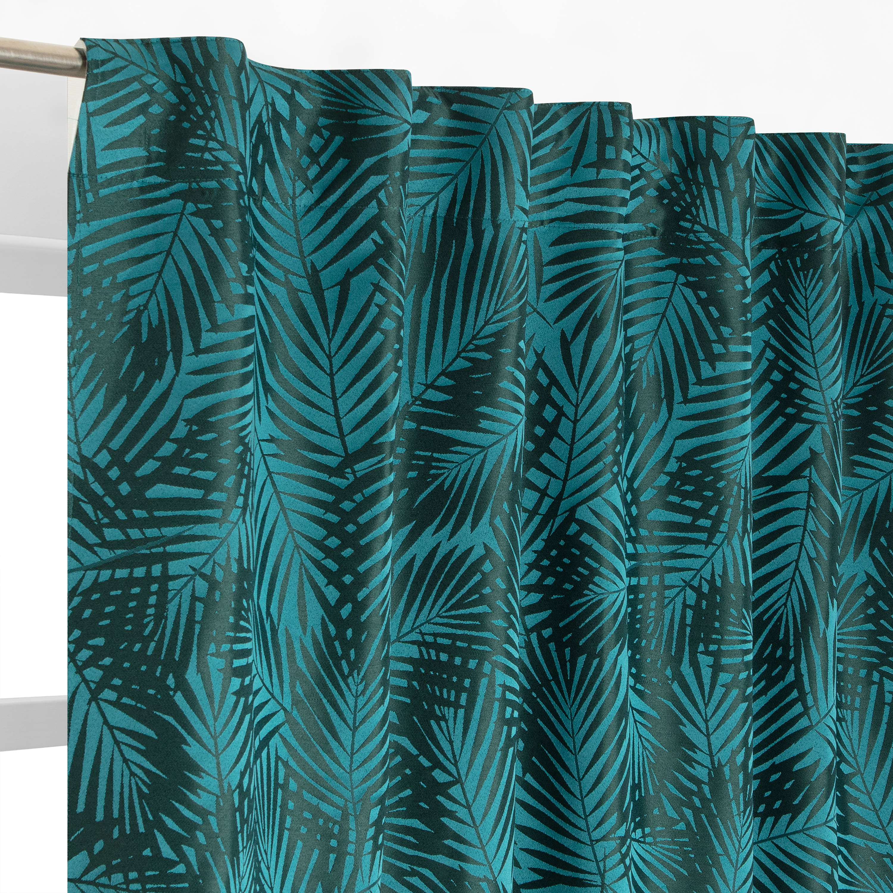 Visillo cinta frunce, trabillas sheryda inspire planta azul y verde 140x280cm