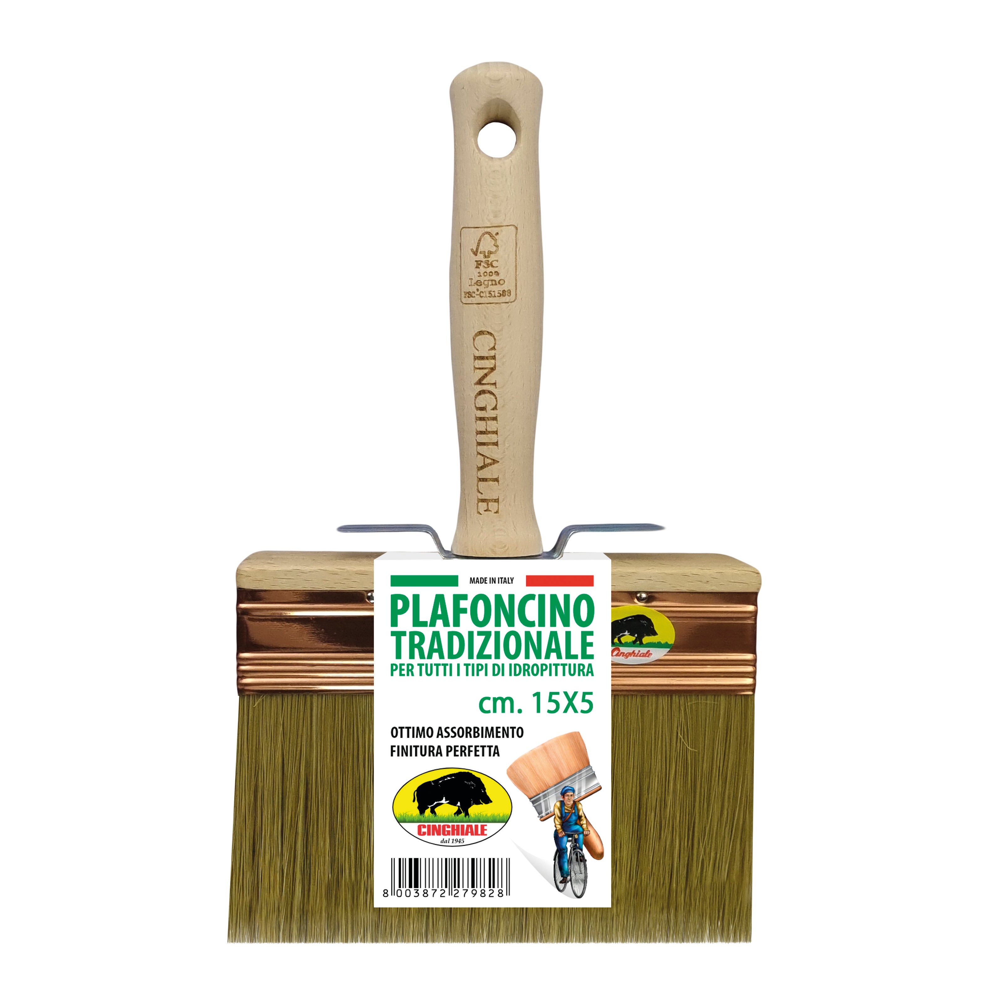 Pennello tradizionale 150 mm x Sp 50 mm  per vernice a base acqua PENNELLI CINGHIALE - 4