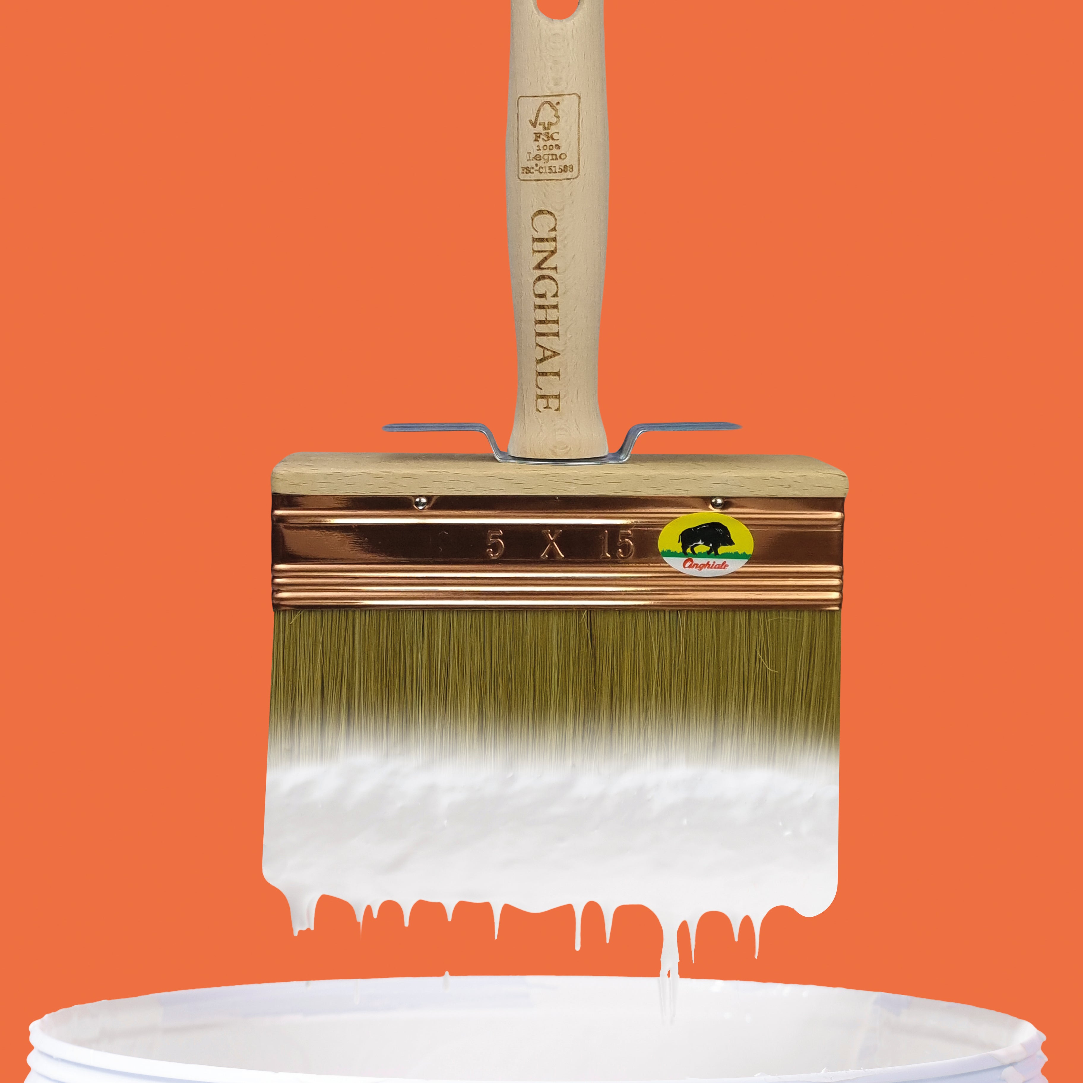 Pennello tradizionale 150 mm x Sp 50 mm  per vernice a base acqua PENNELLI CINGHIALE - 2