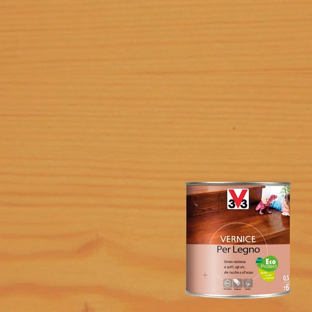 Vernice per legno da interno V33 noce satinato 0.5 lt