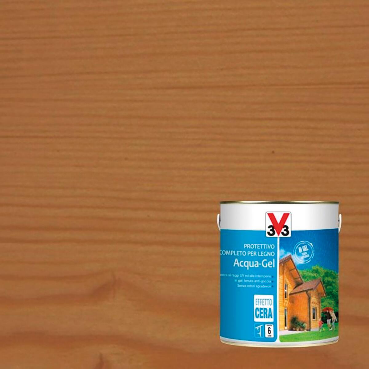Impregnante per legno da esterno a base acqua V33 Acqua-Gel noce scuro satinato 2.5 lt, 6 anni di protezione. - 3
