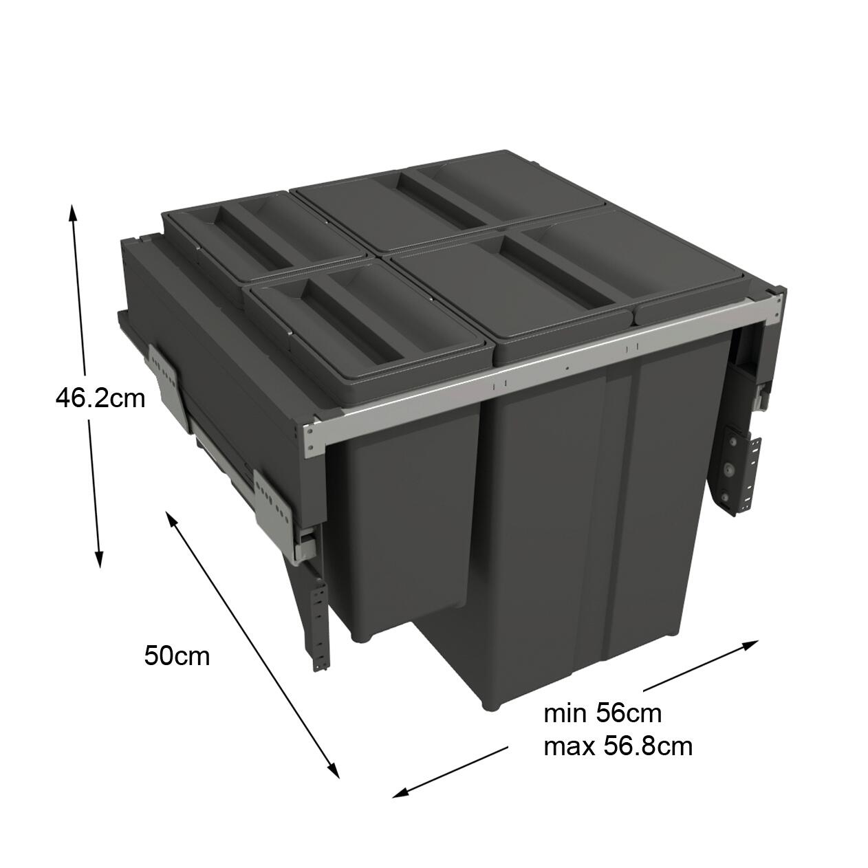 Pattumiera estraibile raccolta differenziata DELINIA manuale antracite  72 L - 3