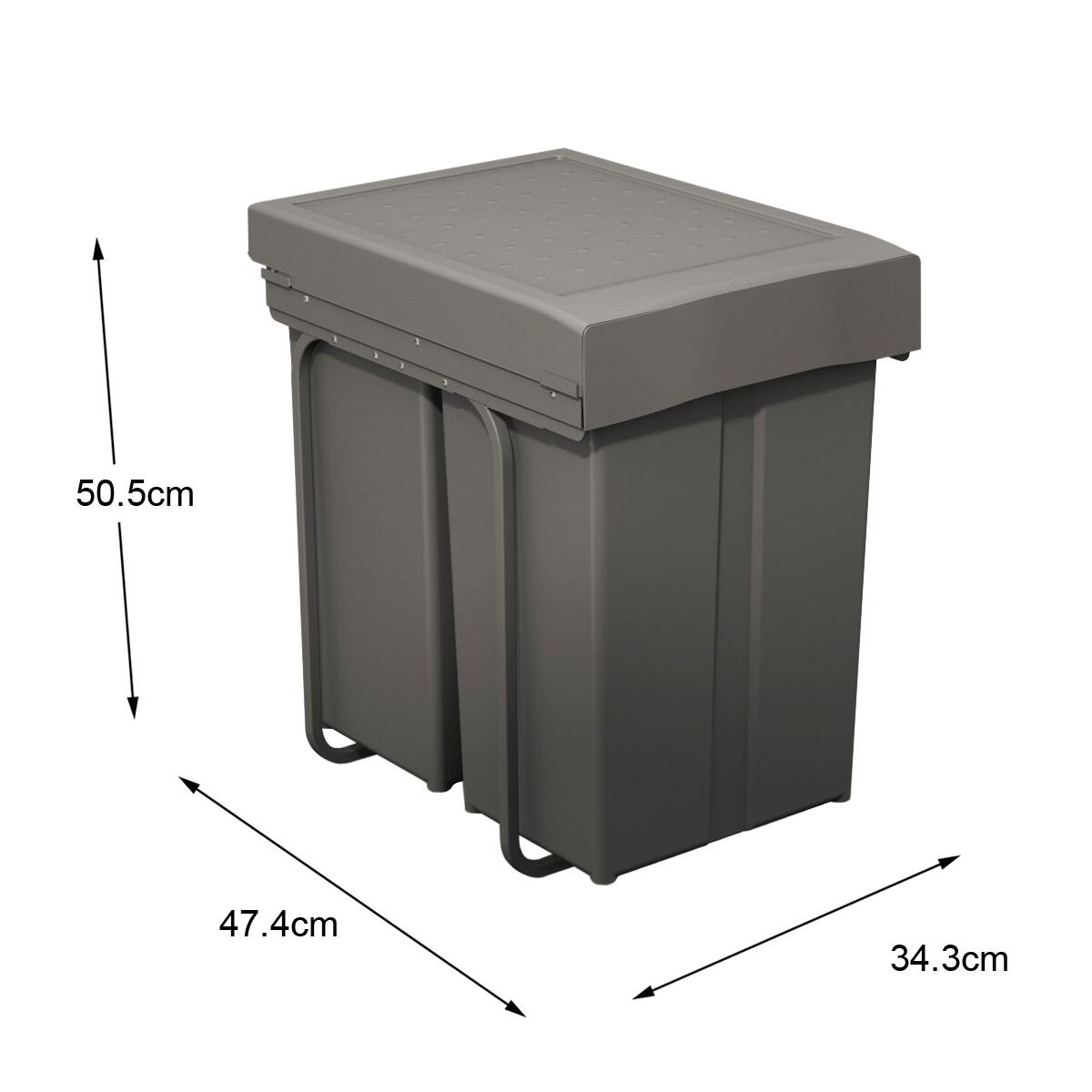 Pattumiera estraibile raccolta differenziata DELINIA manuale antracite  58 L - 4