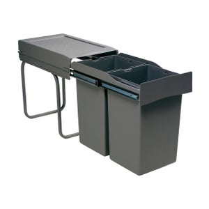 Pattumiera Estraibile Sottolavello Relaxdays - 2 Secchi Da 20L, Differenziata, Grigia, Dimensioni 41,3x34x51,8 Cm