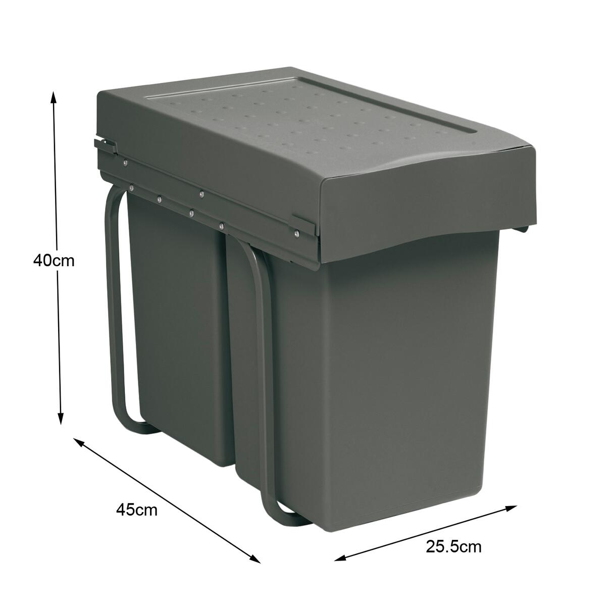 Pattumiera estraibile raccolta differenziata DELINIA manuale antracite  28 L - 3