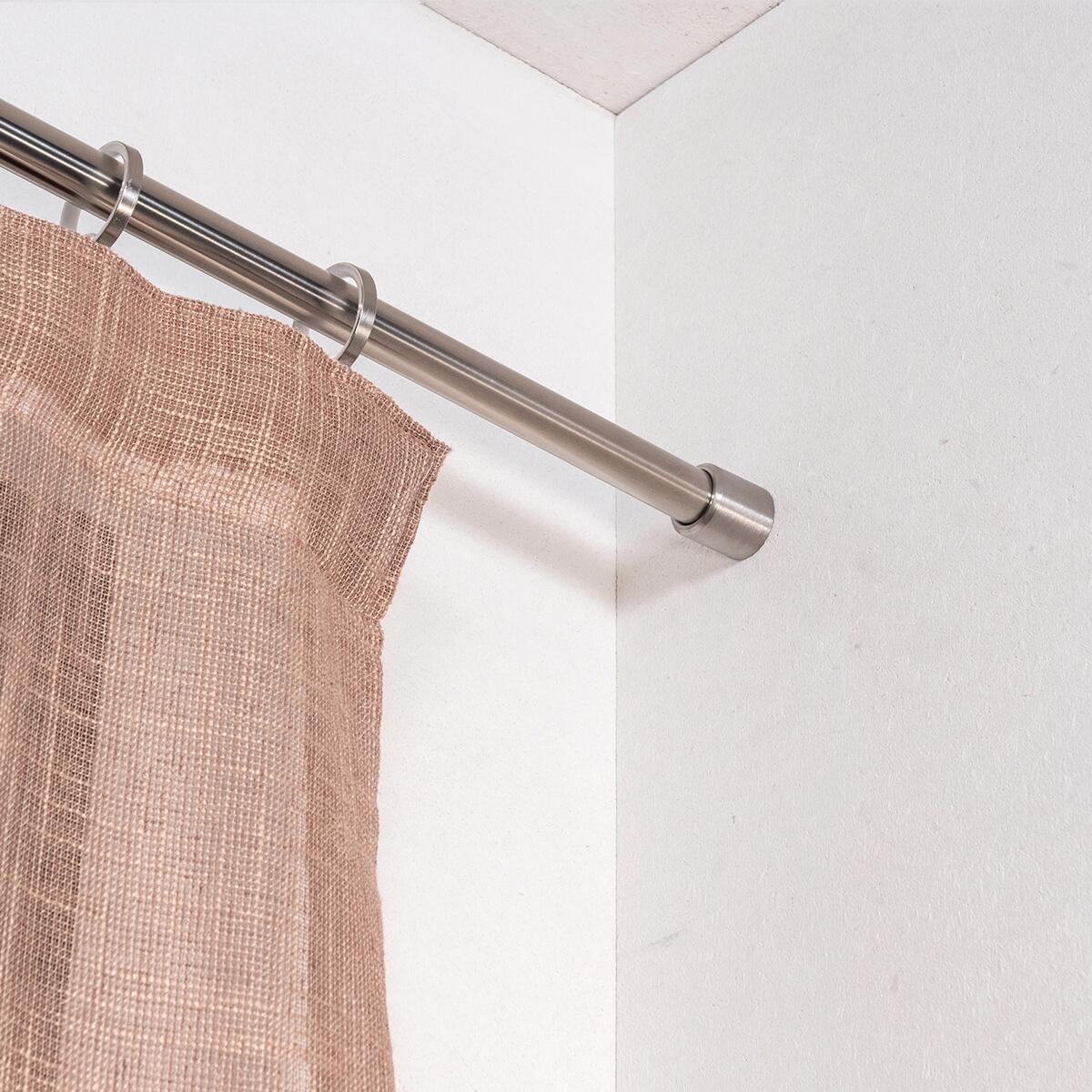 InCasa Bastone Per Tende 20 Mm Acciaio Satinato - Asta Tenda A Soffitto L. 280 Cm Con Supporti E Anelli