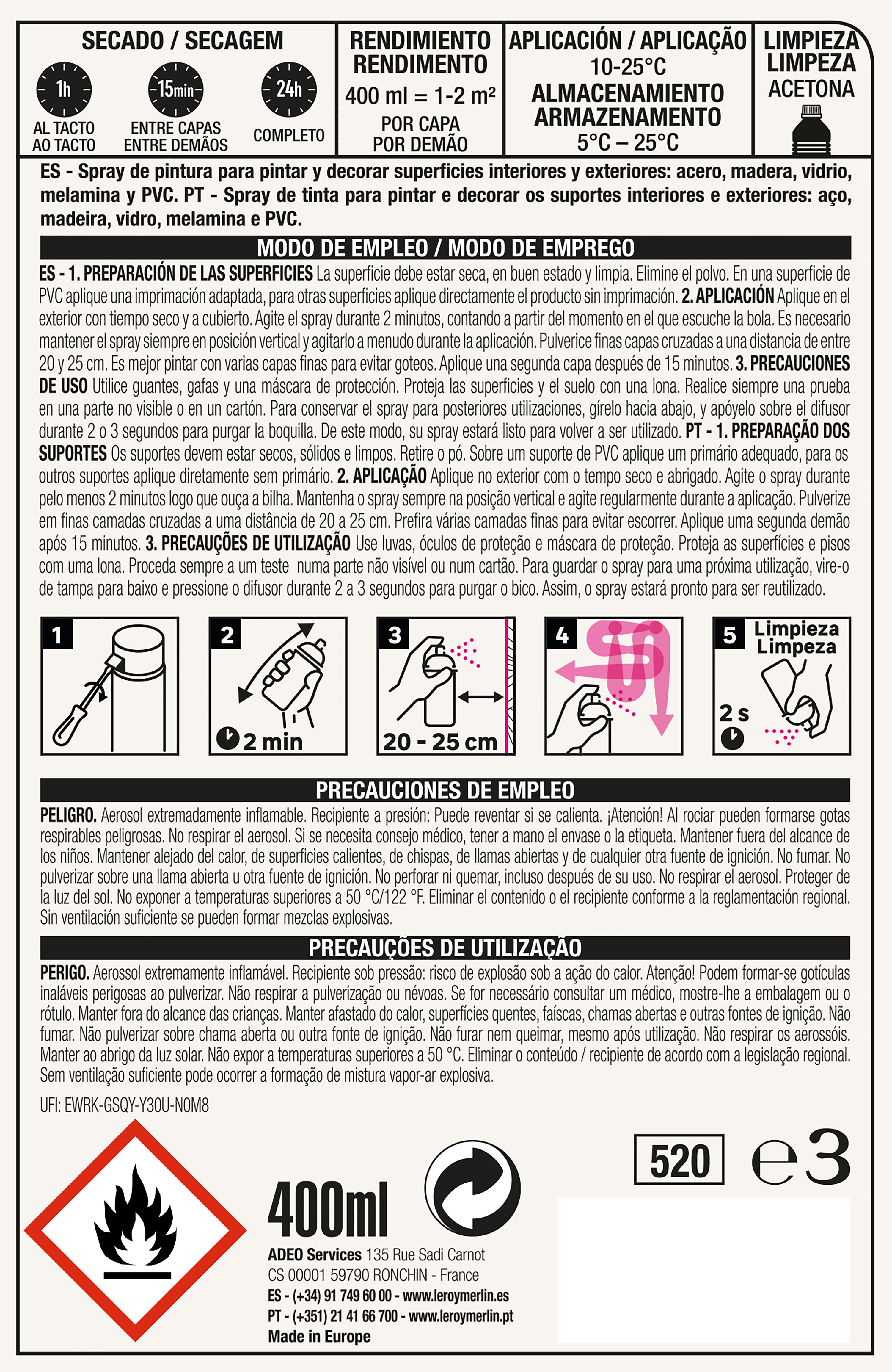 Spray decorativo piedra LUXENS 400ml negro - 5