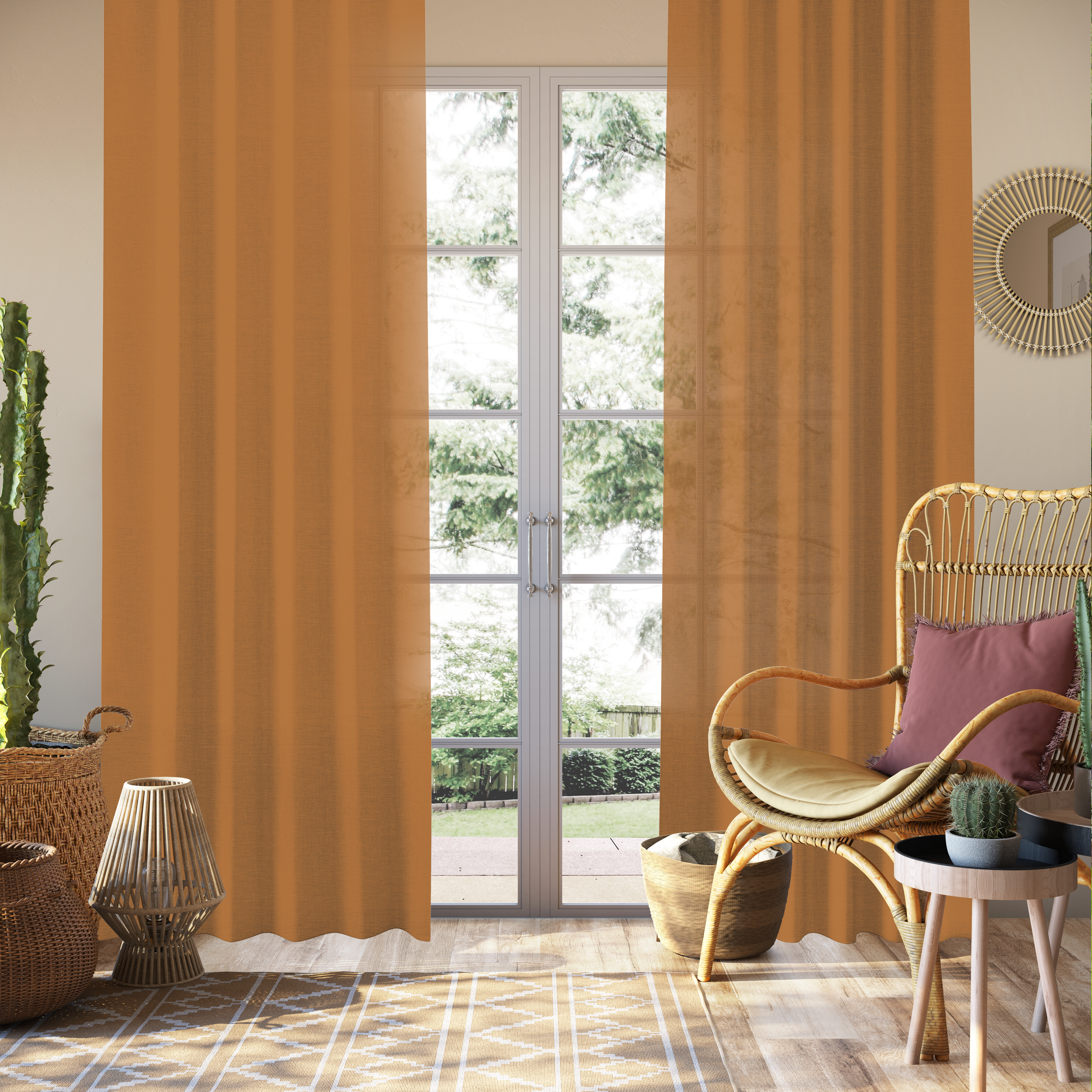 Cortina cinta fruncida, trabillas Danae 100% lino lavado de 140x280cm INSPIRE liso amarillo solemio. Incluye cinta termoadhesiva - 10