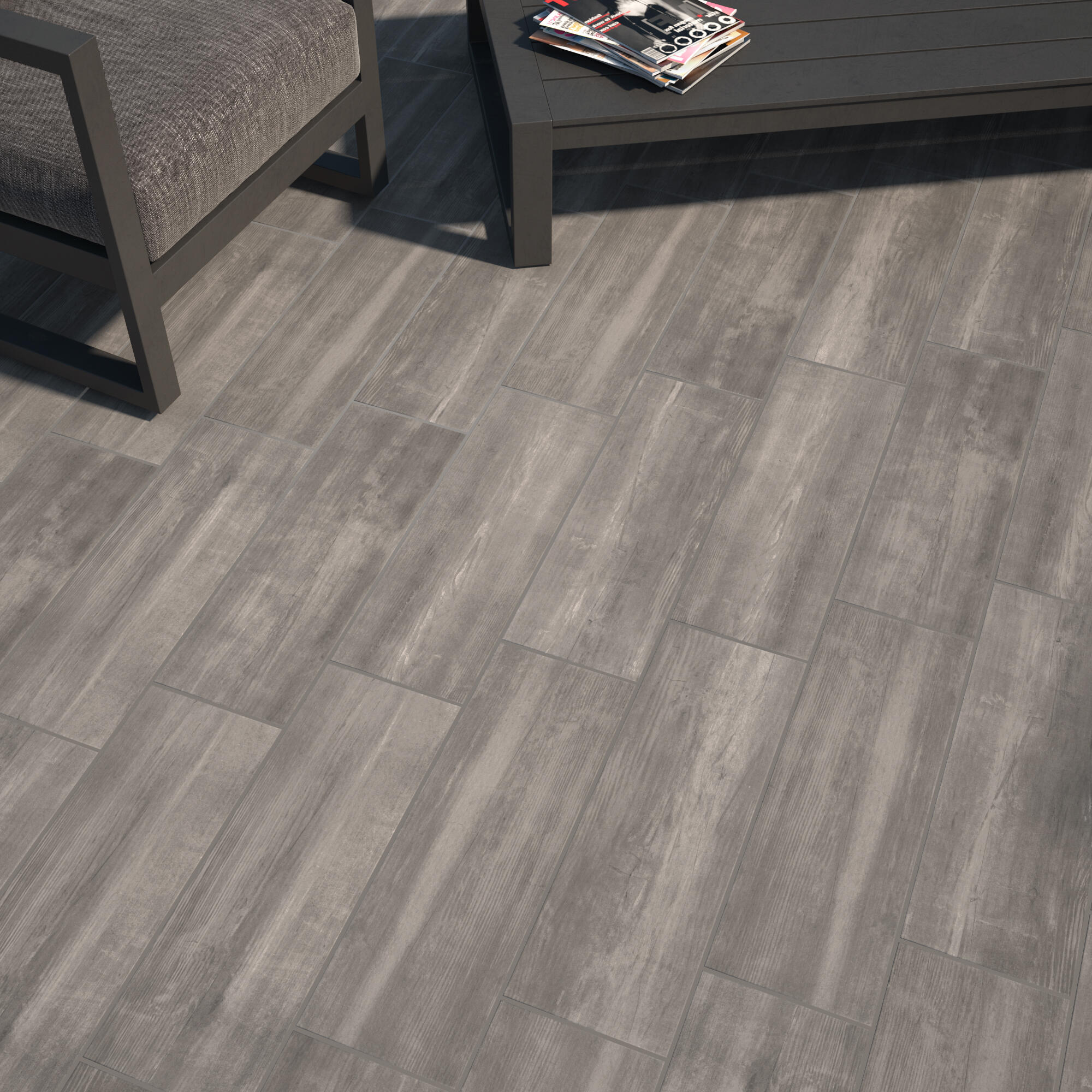 Carrelage sol extérieur effet bois taupe Apero l.20 x L.60.4 cm x Ep.8.2 mm - 2
