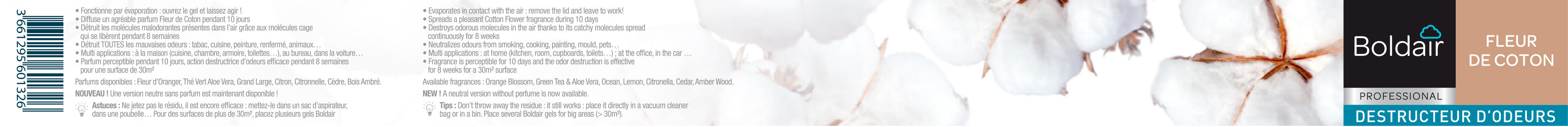 Destructeur d'odeur gel BOLDAIR, parfum fleur de coton 300 g - 3