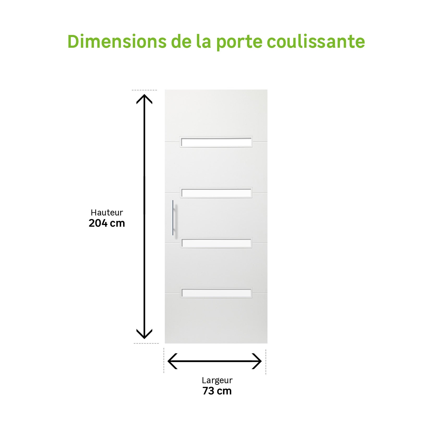 Porte coulissante Albane vitrée blanc, H.204 x l.73 cm - 3