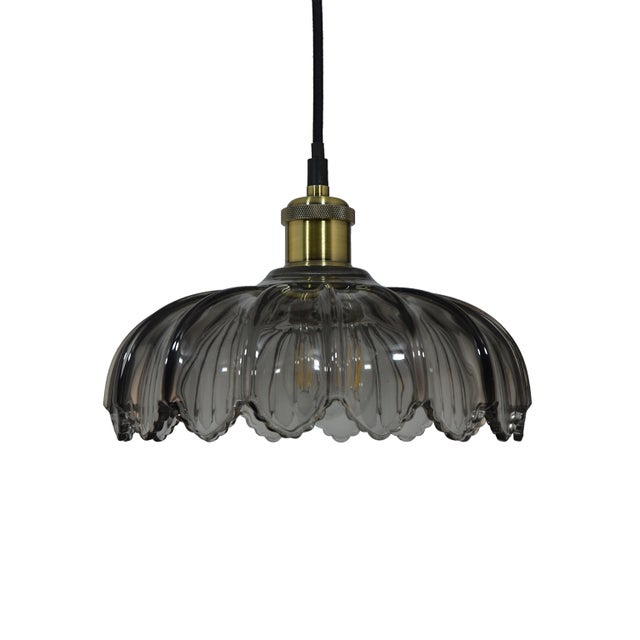 Suspension Petale verre, noir, Diam.26 cm, E27