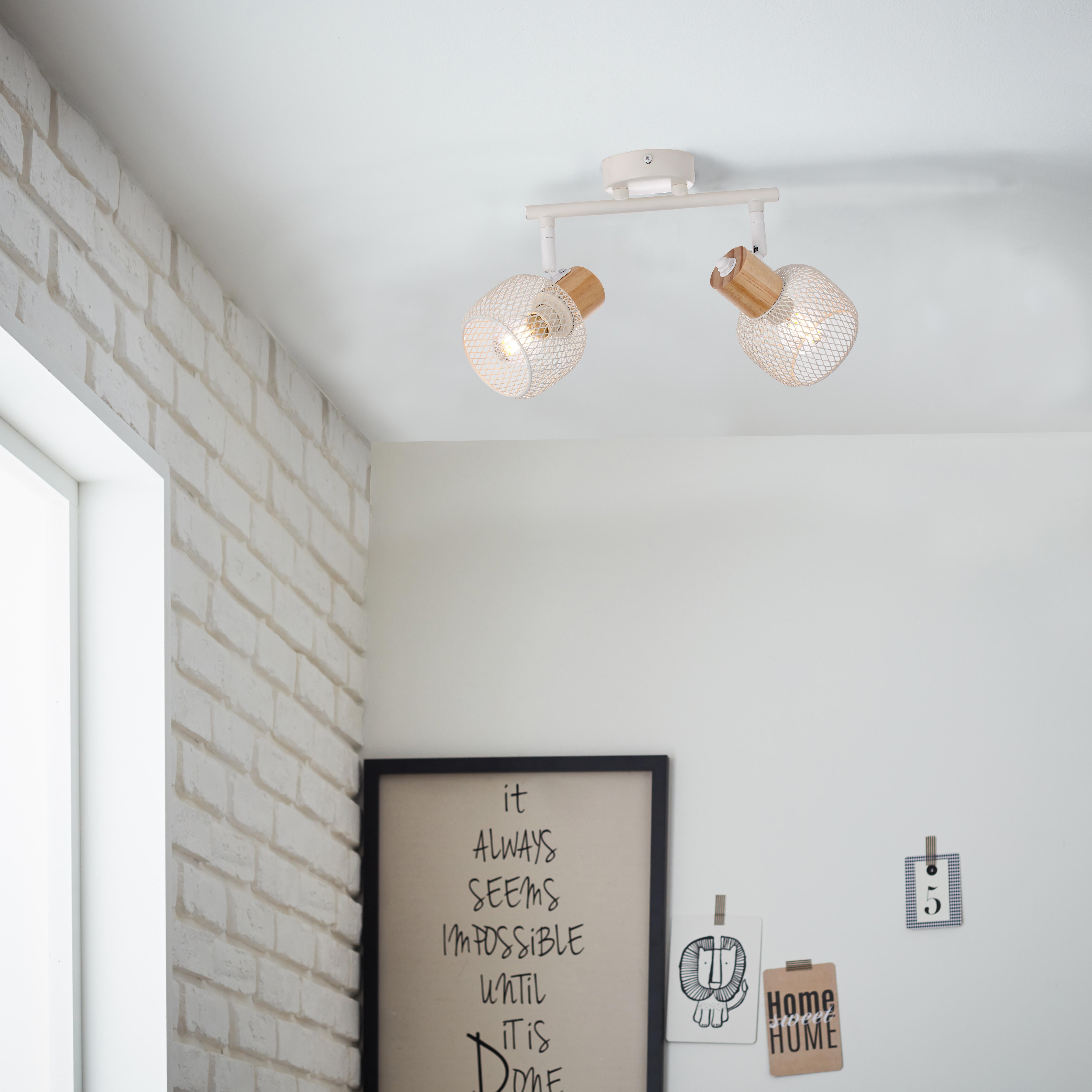 Rampe 2 spots, nature, acier e14, blanc max 25 W, BRILLIANT Giada - 2