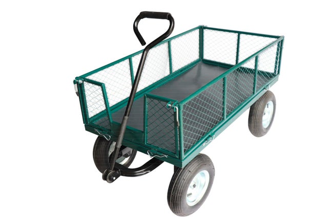 Chariot grillagé en métal équipé de quatre pneus 13x350-6  Capacité 454kg