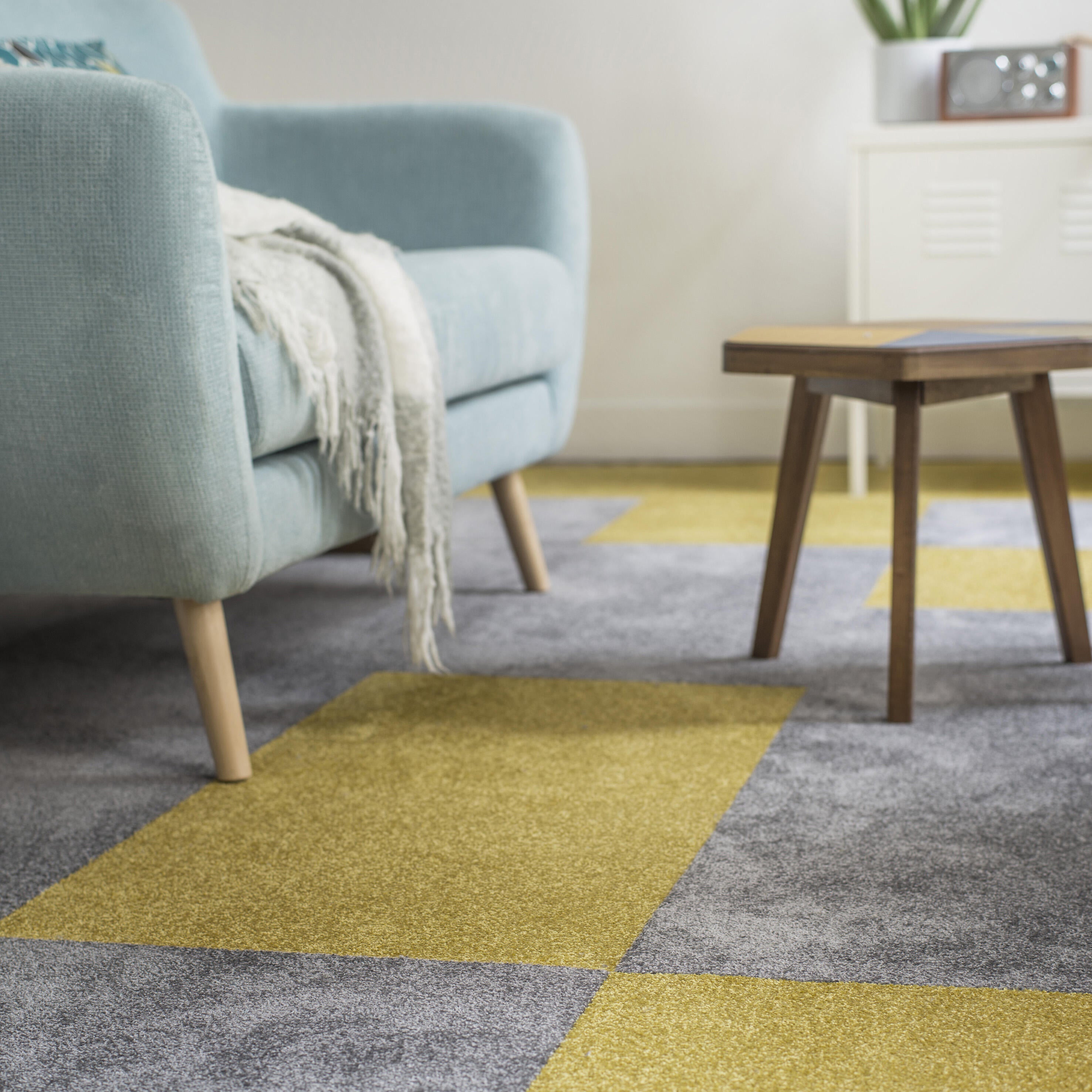 Dalle moquette velours ras BALSAN Ultrasoft jaune L.50 x l.50 cm - 2