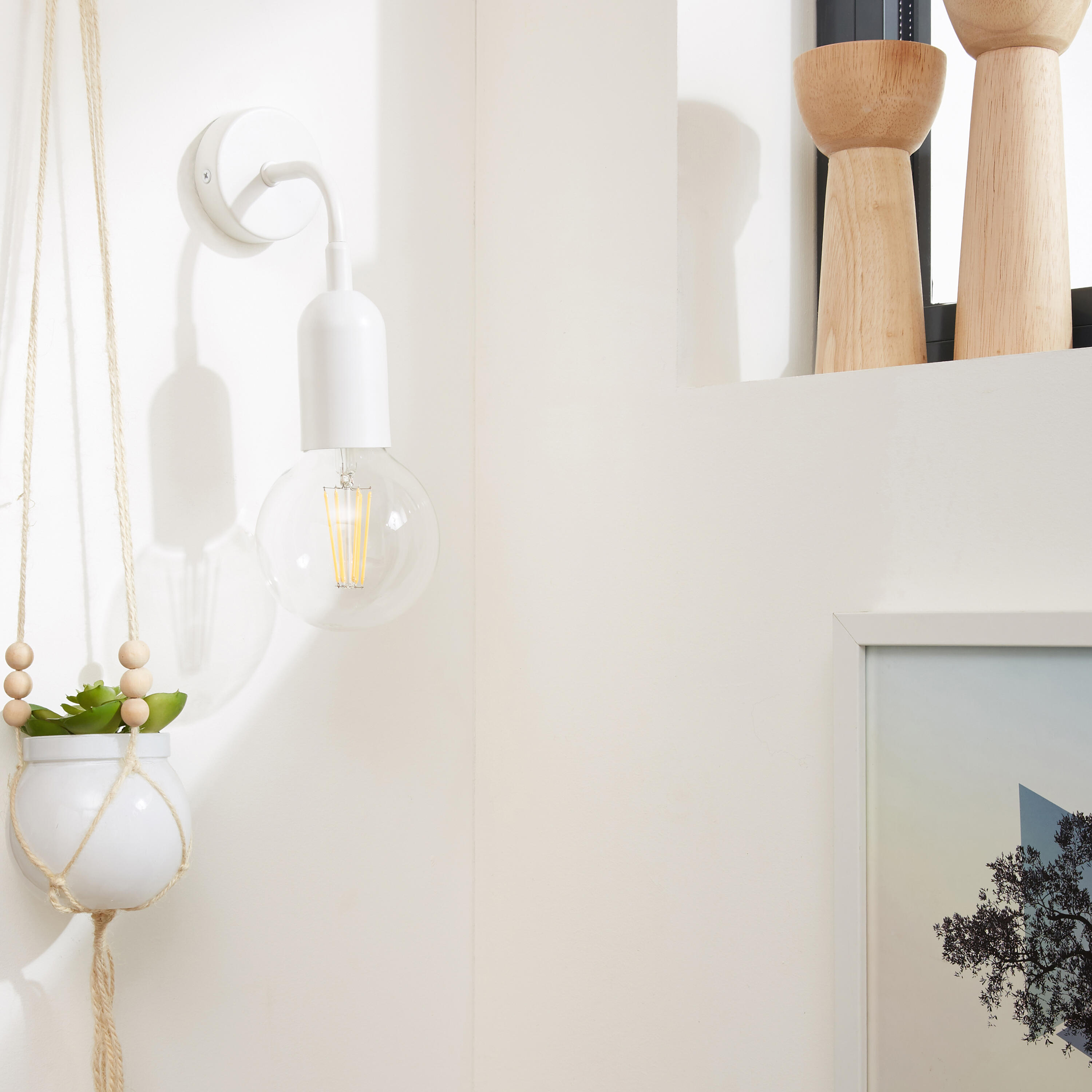 Applique E27, fer / aluminium, blanc, Hoopa, INSPIRE - 4