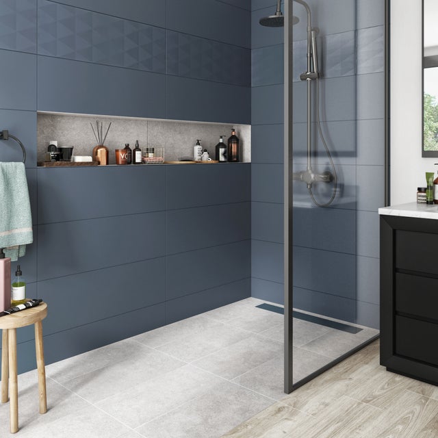 Carrelage mur uni bleu losange satiné l.30 x L.90 cm, Botanic