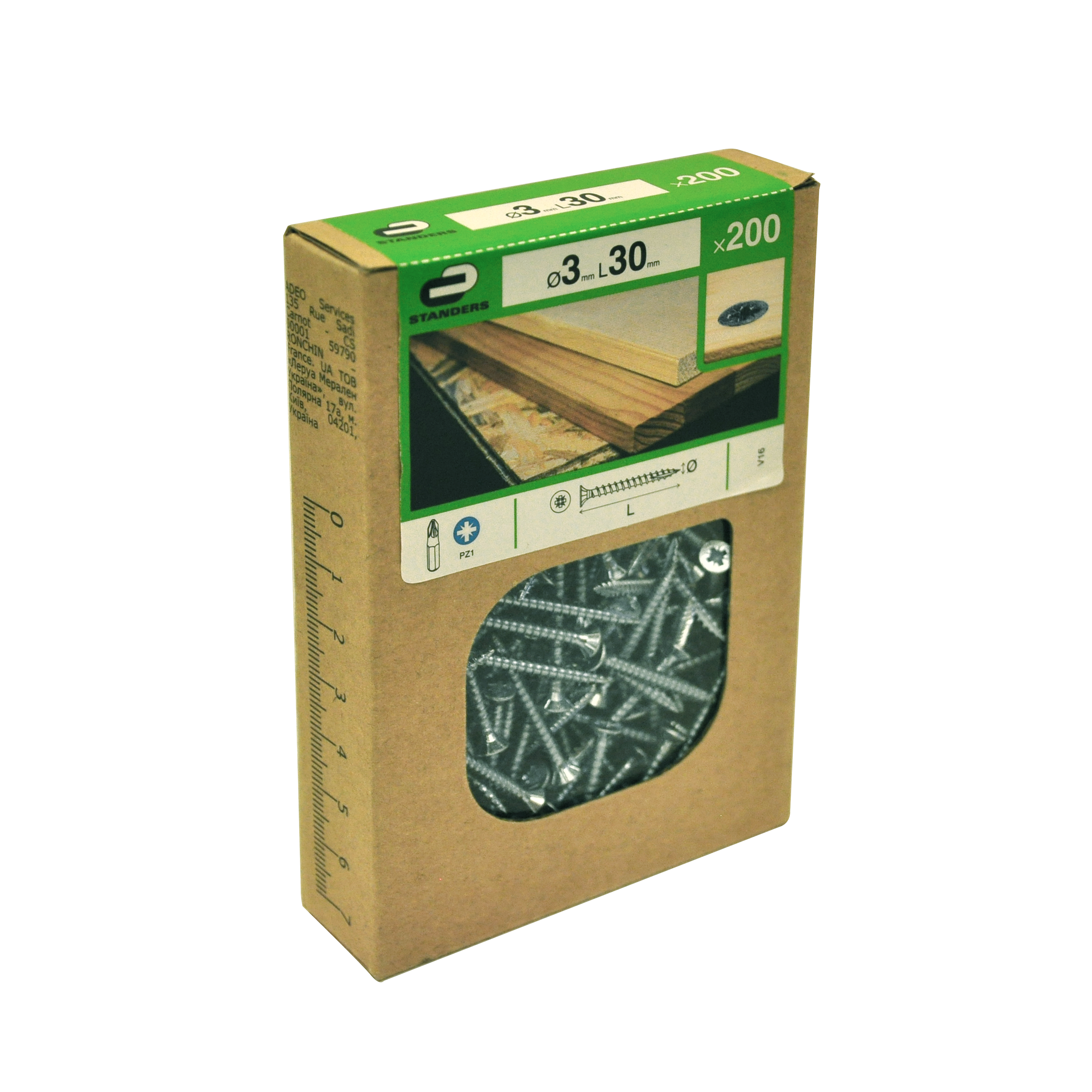 200 vis acier tête fraisée pozidriv STANDERS, Ø3 x L.30 mm - 5