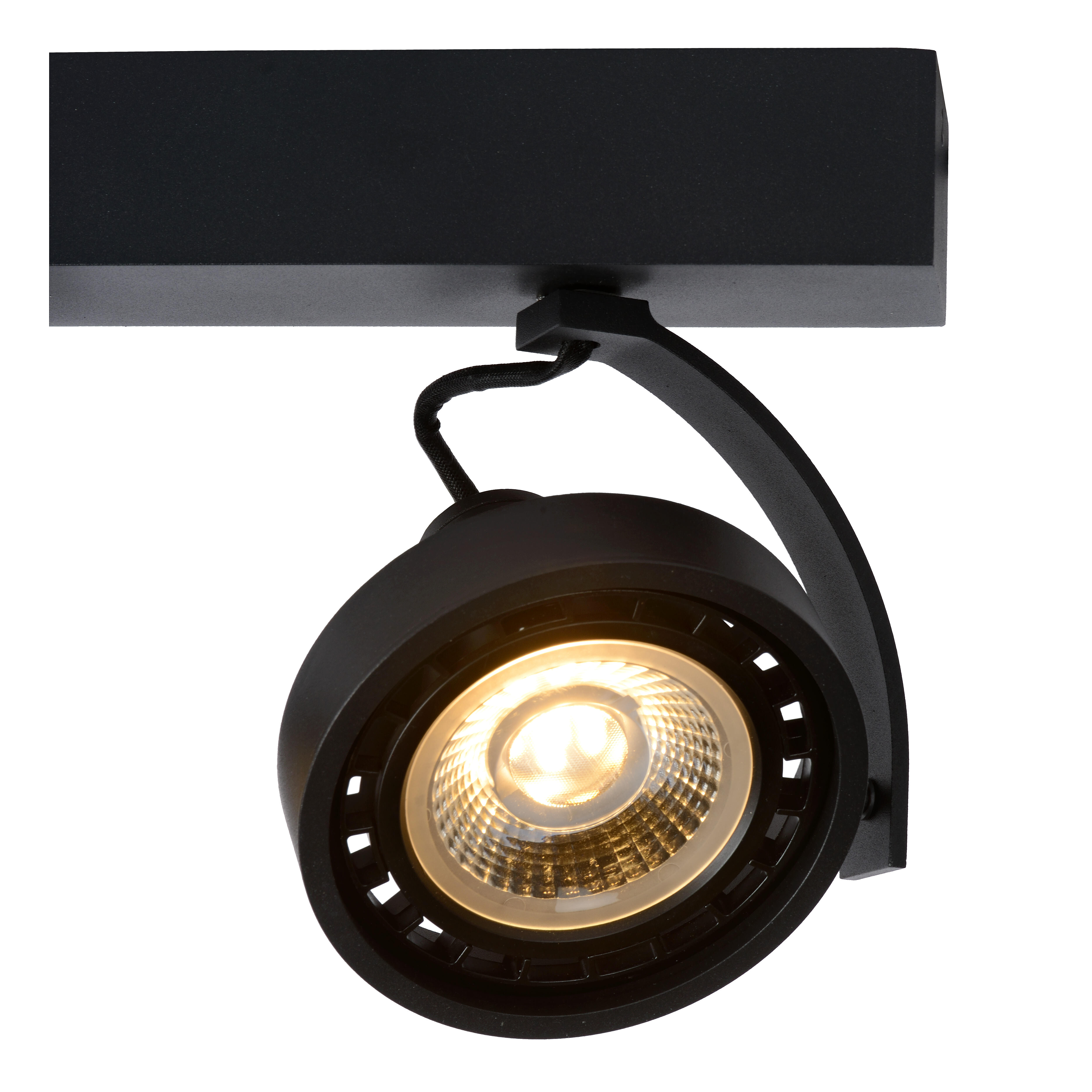 Rampe 2 spots gu10, industriel, aluminium noir, LUCIDE Dorian - 3