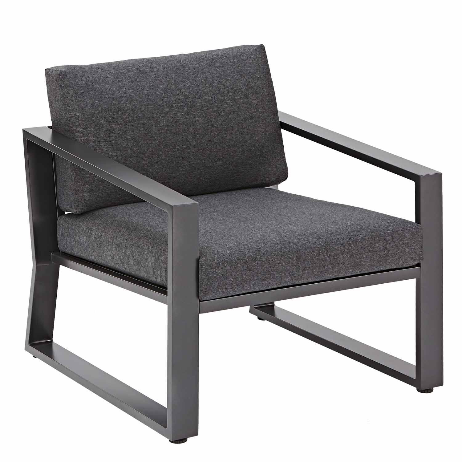 Salotto da giardino per 4 persone antracite Lyra NATERIALcon cuscini in poliestere grigio - 16