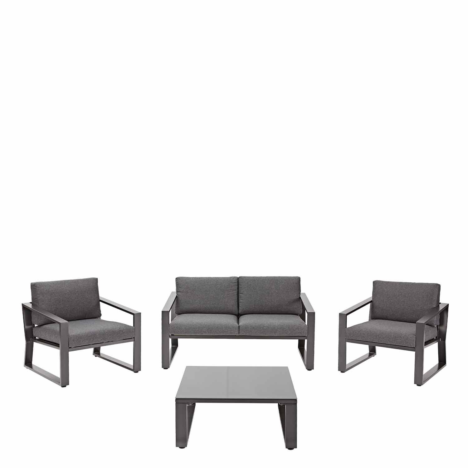 Salotto da giardino per 4 persone antracite Lyra NATERIALcon cuscini in poliestere grigio - 15