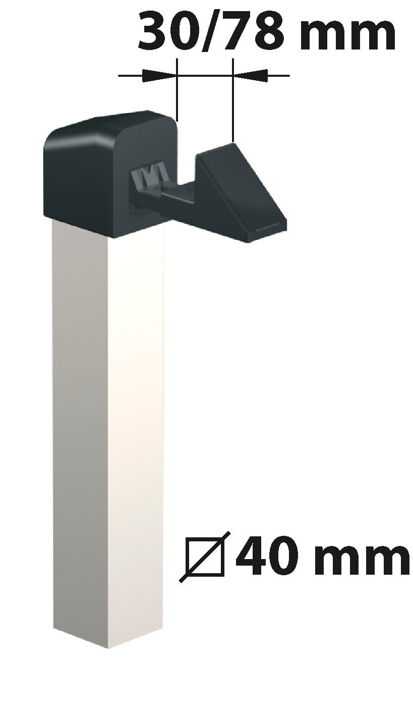 Arrêt pour tous types de portail de 30 à 78 mm d'épaiss. H.380 x L.45 x P.138 mm - 3