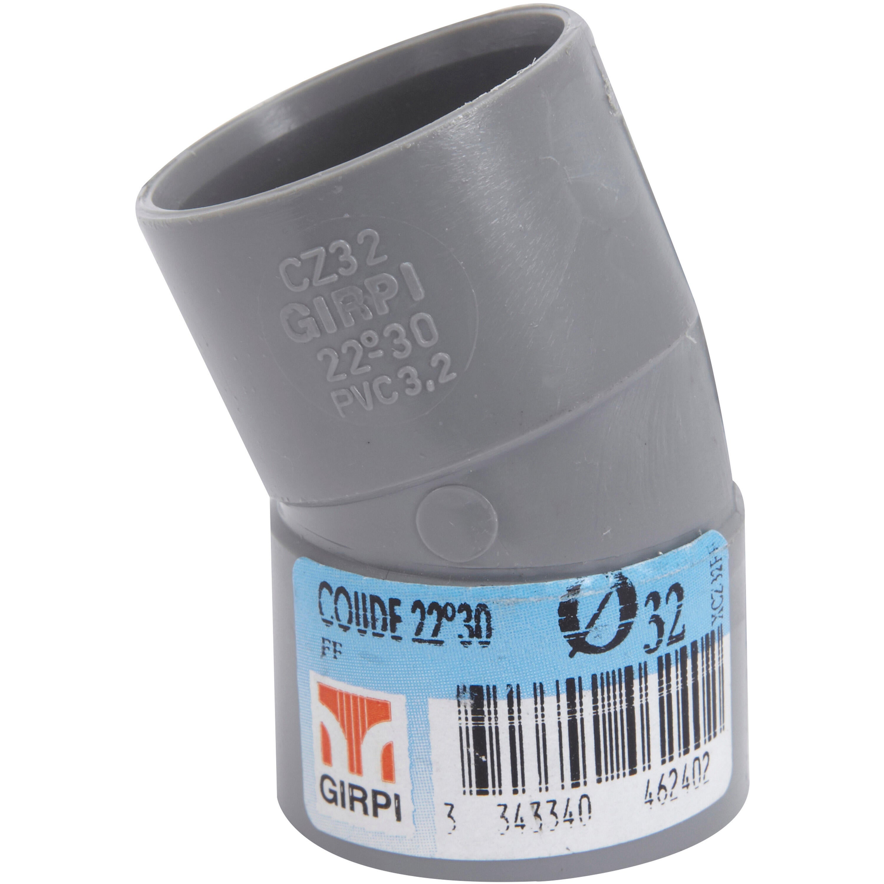 Coude 22°30 en pvc à coller, femelle / femelle, D.32 - 2