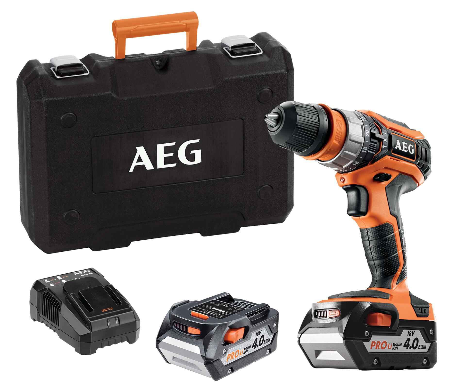 Perceuse visseuse à percussion sans fil AEG 18 V 4 Ah, 2 batteries ...