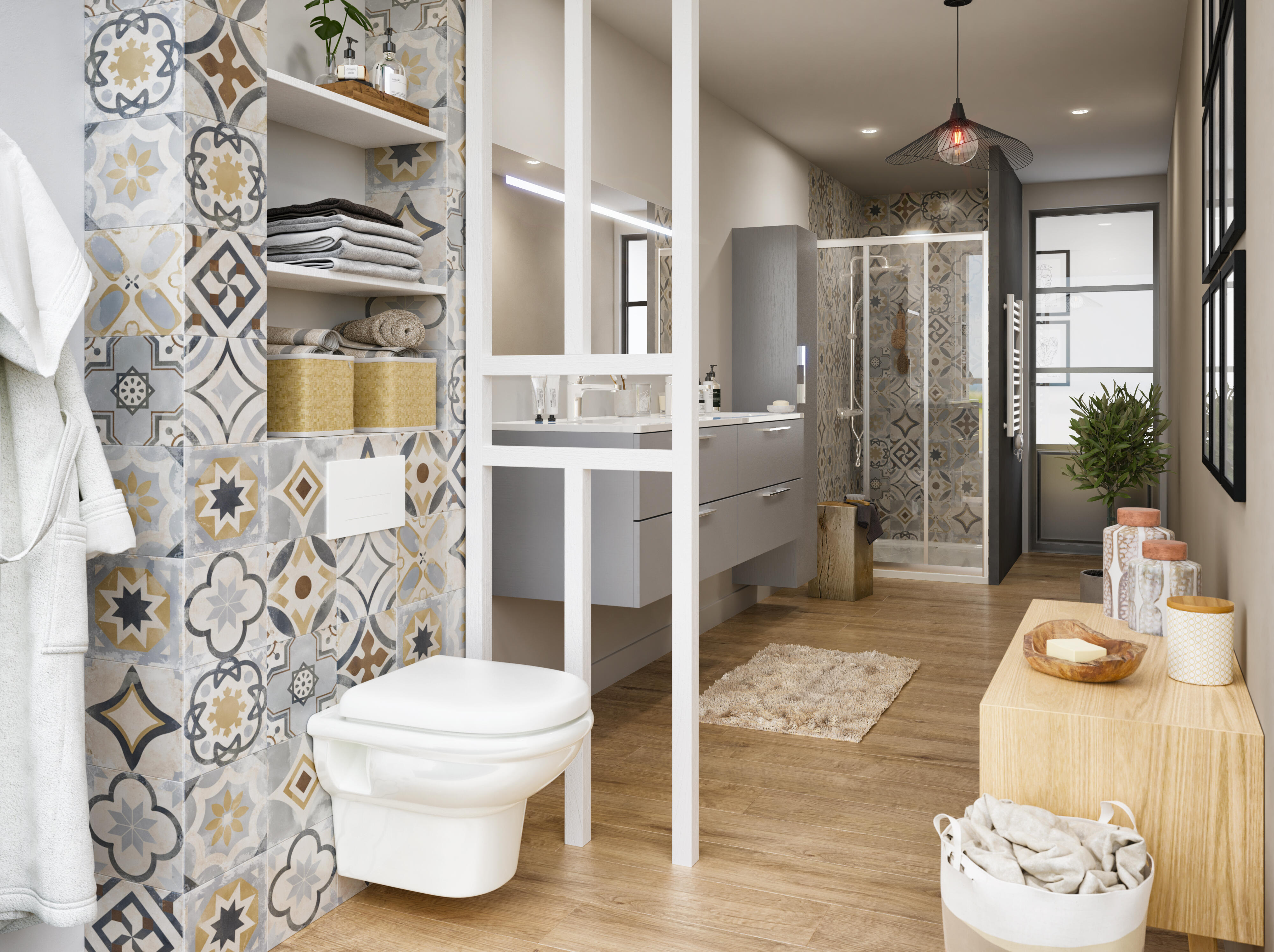 Carrelage sol / mur effet ciment multicolore Loop l.20 x L.20 cm - 2