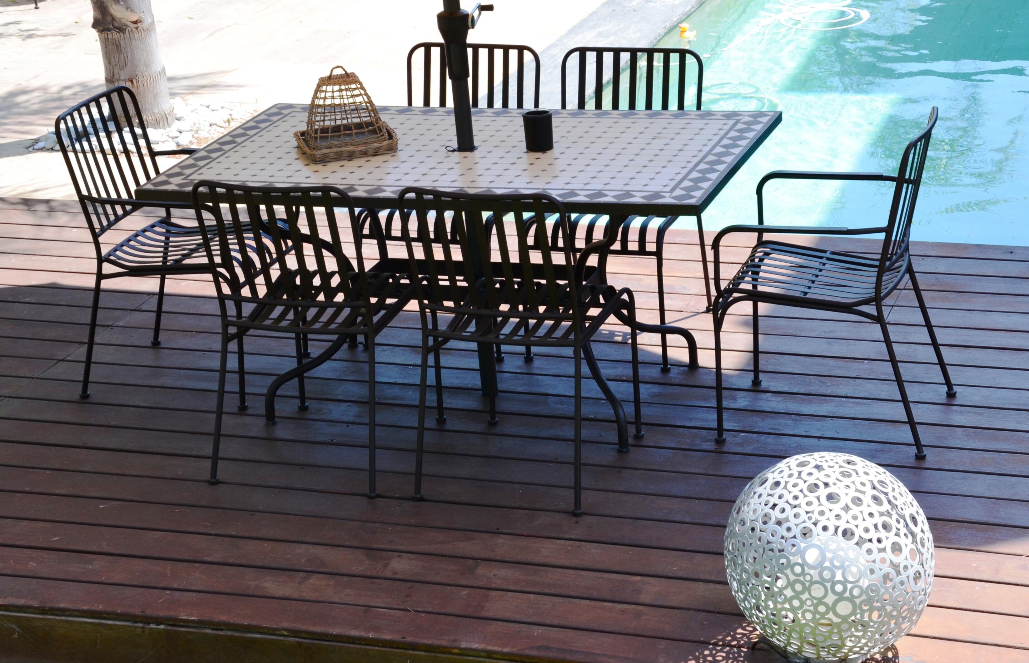 Table de jardin 10420 mozaik rectangulaire multicouleur / marron / beige 6 perso - 4